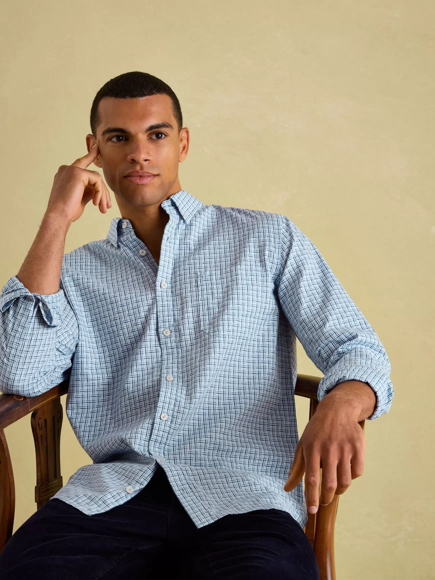 Abbott Blue Checked Cotton Poplin Shirt^Joules Cheap