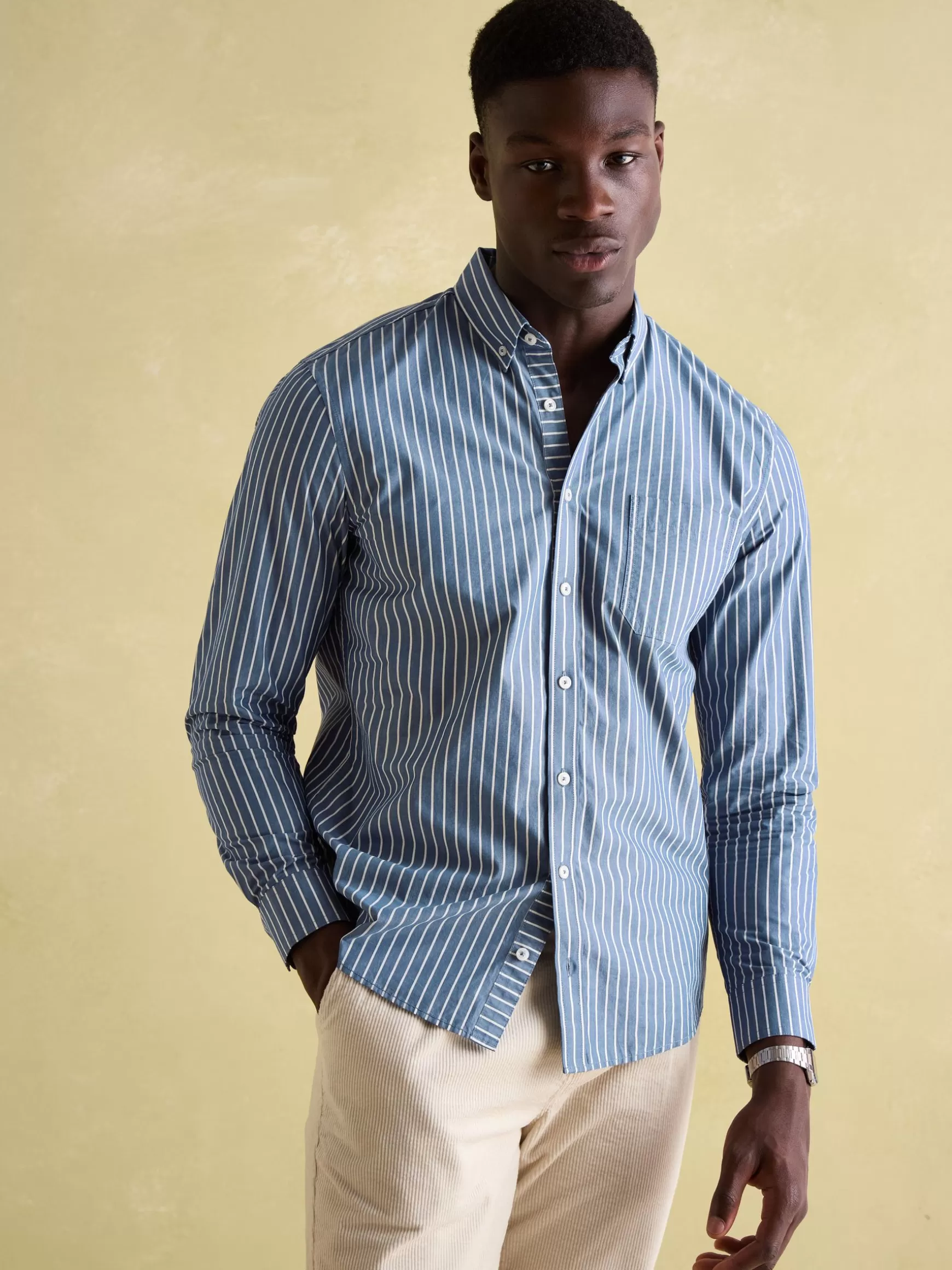 Abbott Blue Striped Cotton Poplin Shirt^Joules Fashion