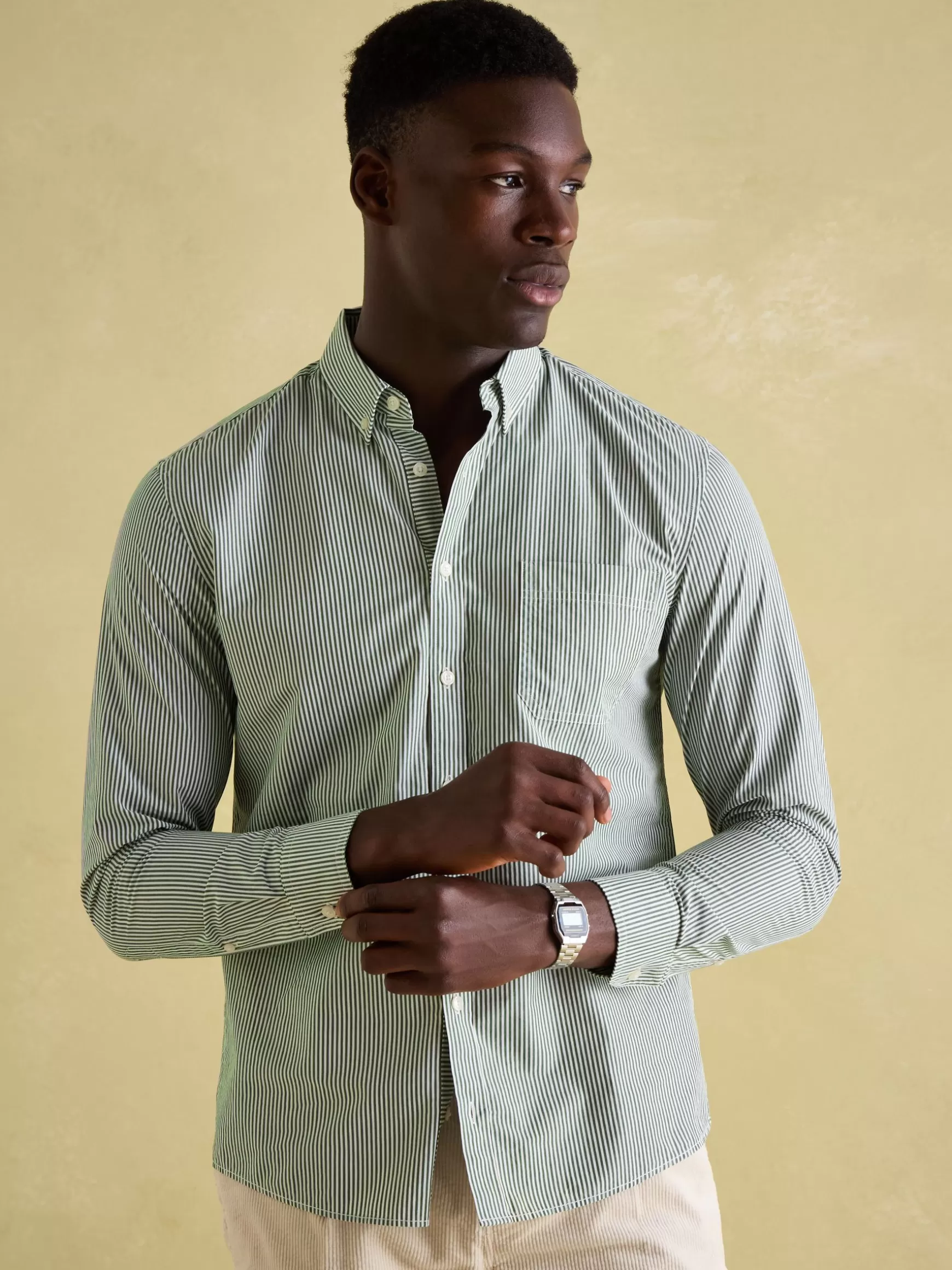 Abbott Green Pinstriped Cotton Poplin Shirt^Joules Discount