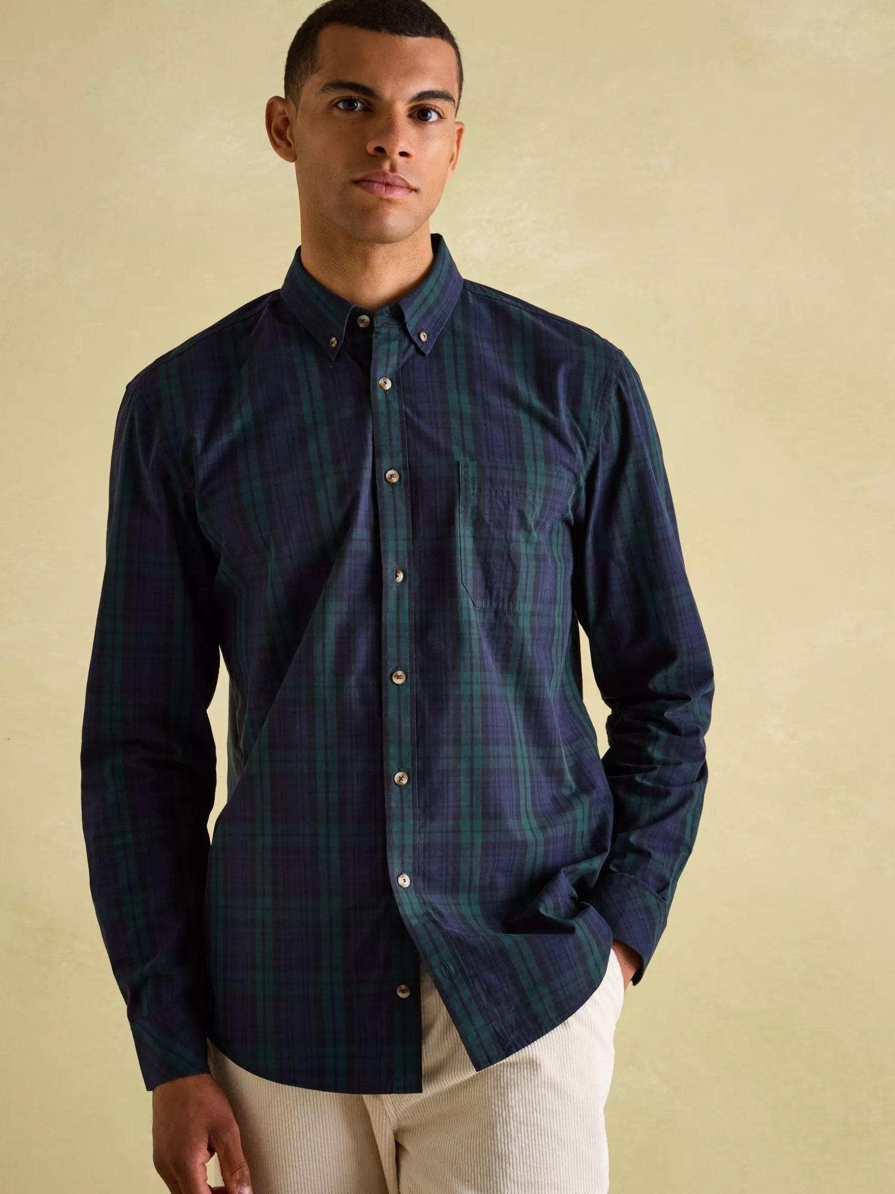 Abbott Navy Blue Checked Cotton Poplin Shirt^Joules Best