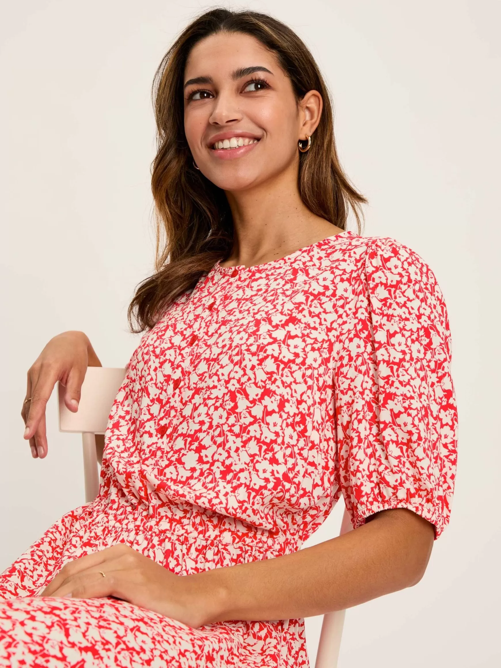 Adele Floral Button Down Midi Dress with Slit^Joules Discount