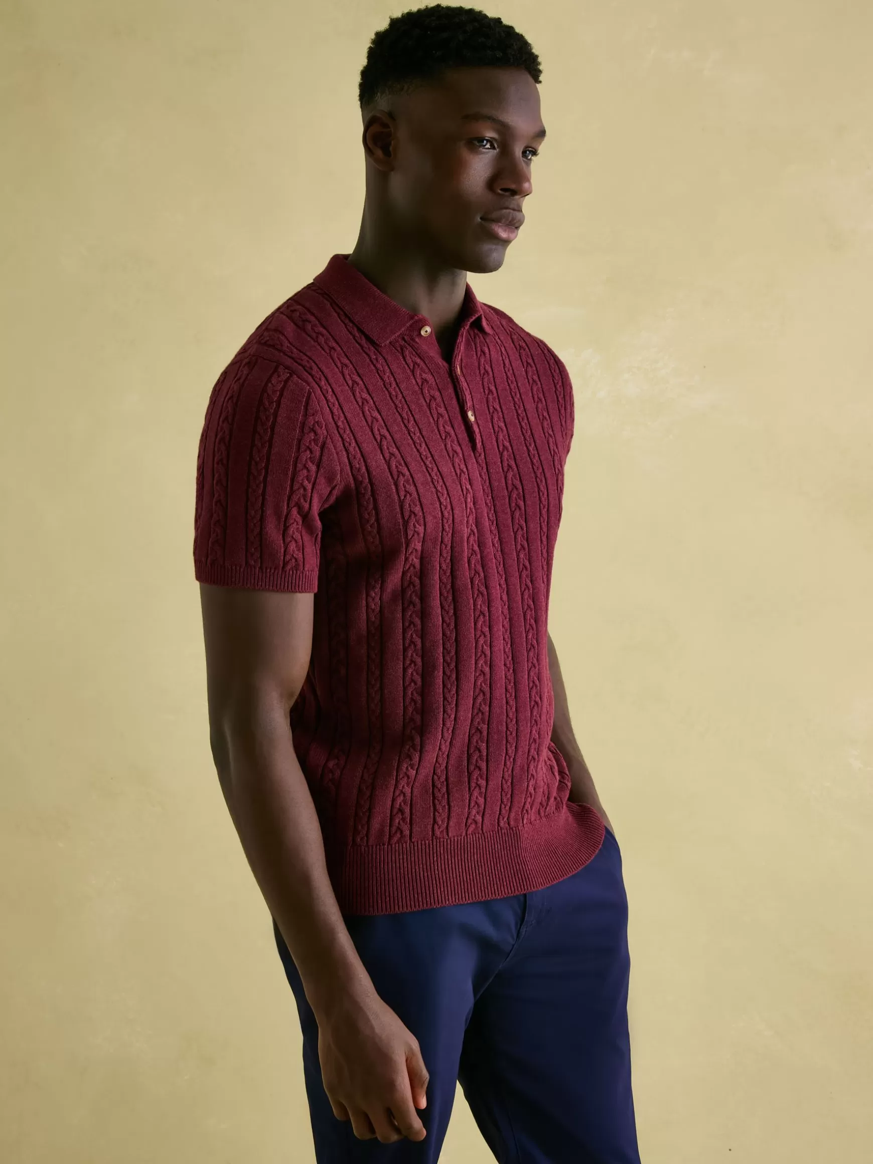 Adlington Cable Knitted Polo Shirt^Joules Online