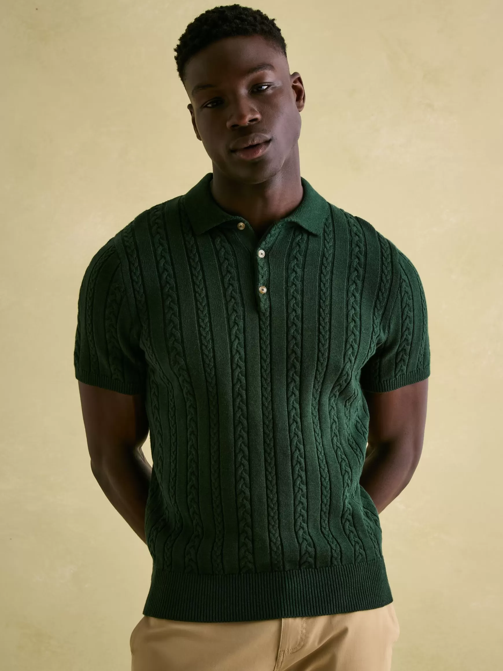 Adlington Cable Knitted Polo Shirt^Joules New