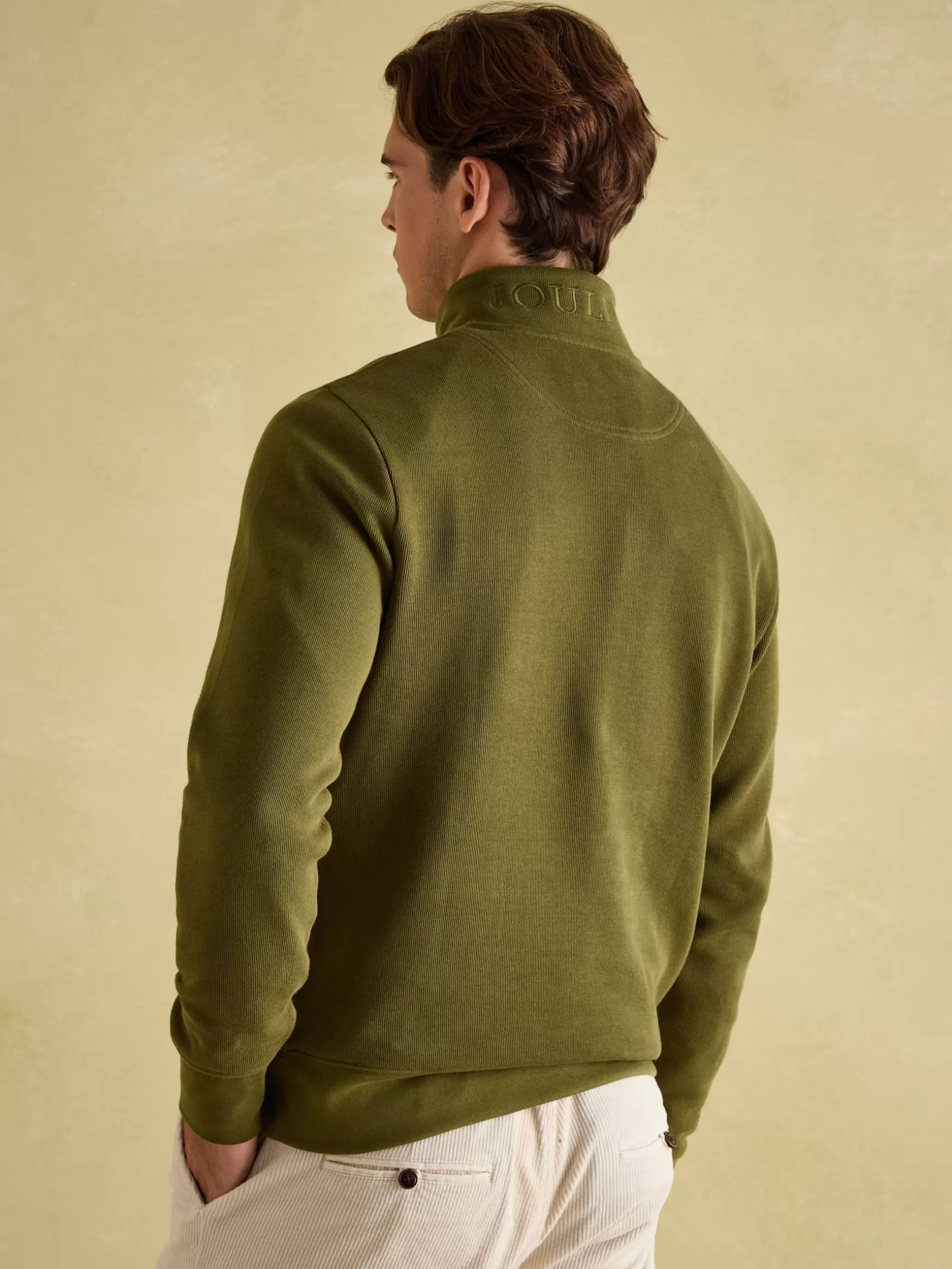 Alistair Khaki Green Quarter Zip Cotton Sweatshirt^Joules Shop