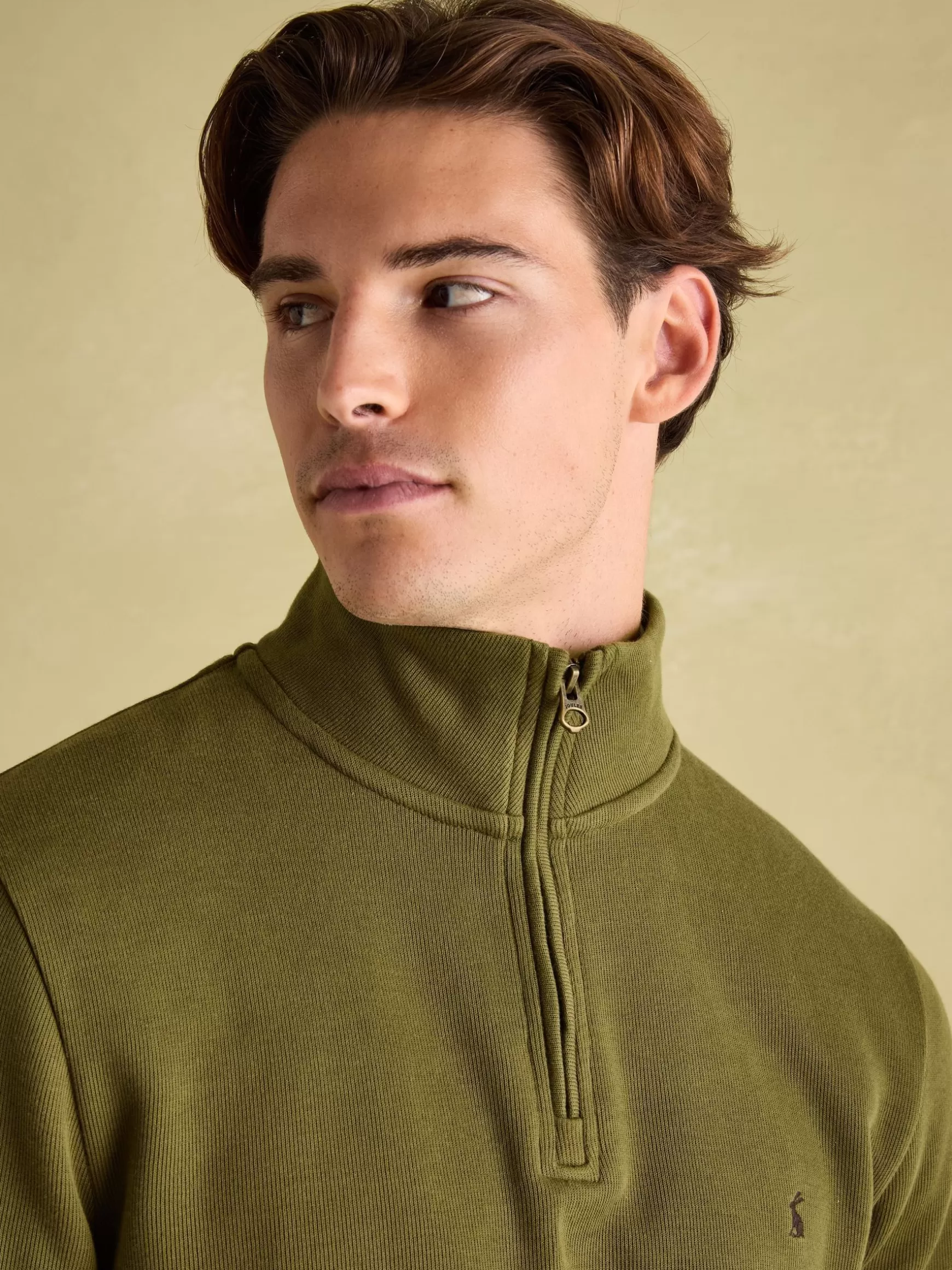 Alistair Khaki Green Quarter Zip Cotton Sweatshirt^Joules Shop