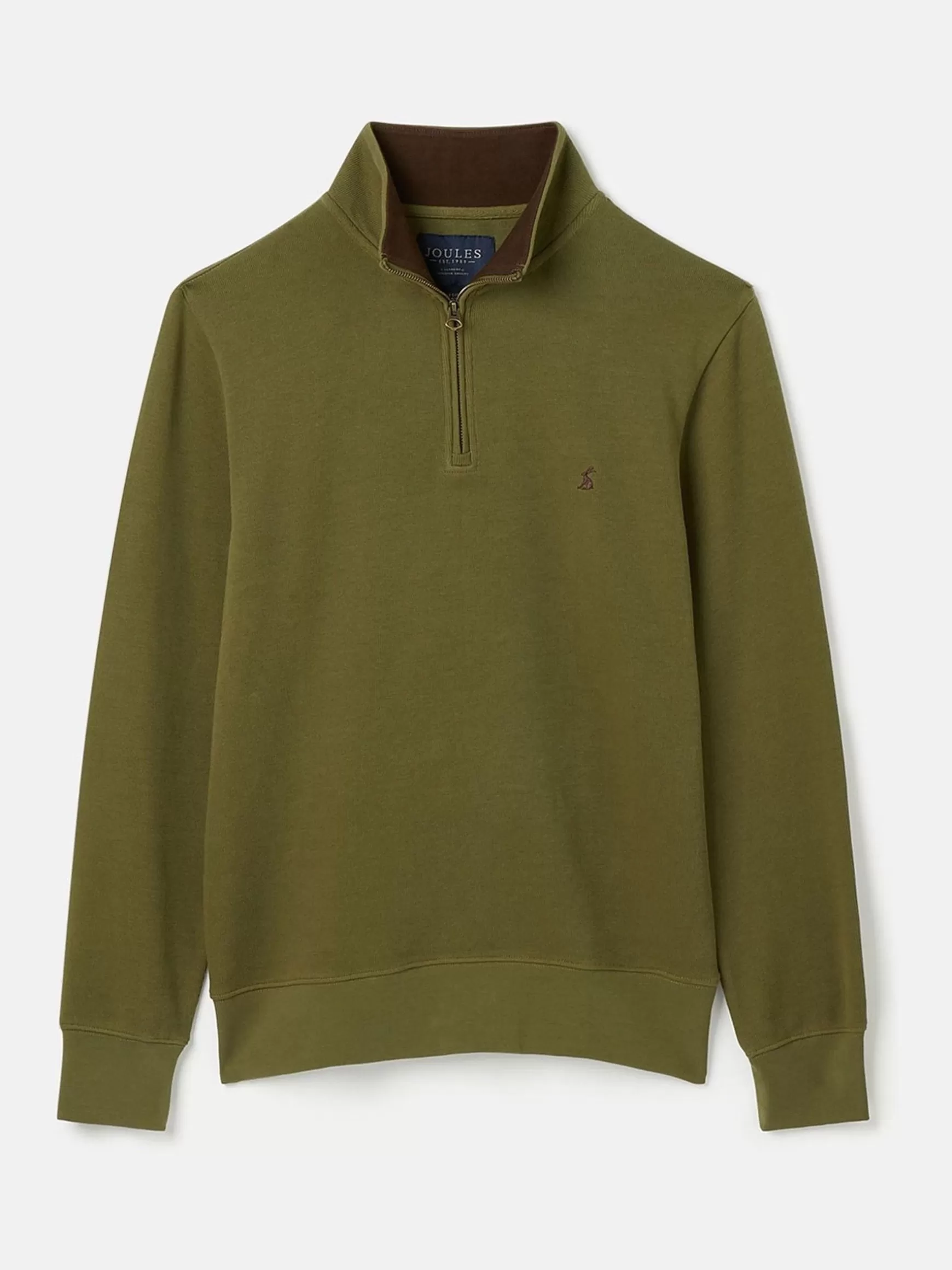 Alistair Khaki Green Quarter Zip Cotton Sweatshirt^Joules Shop
