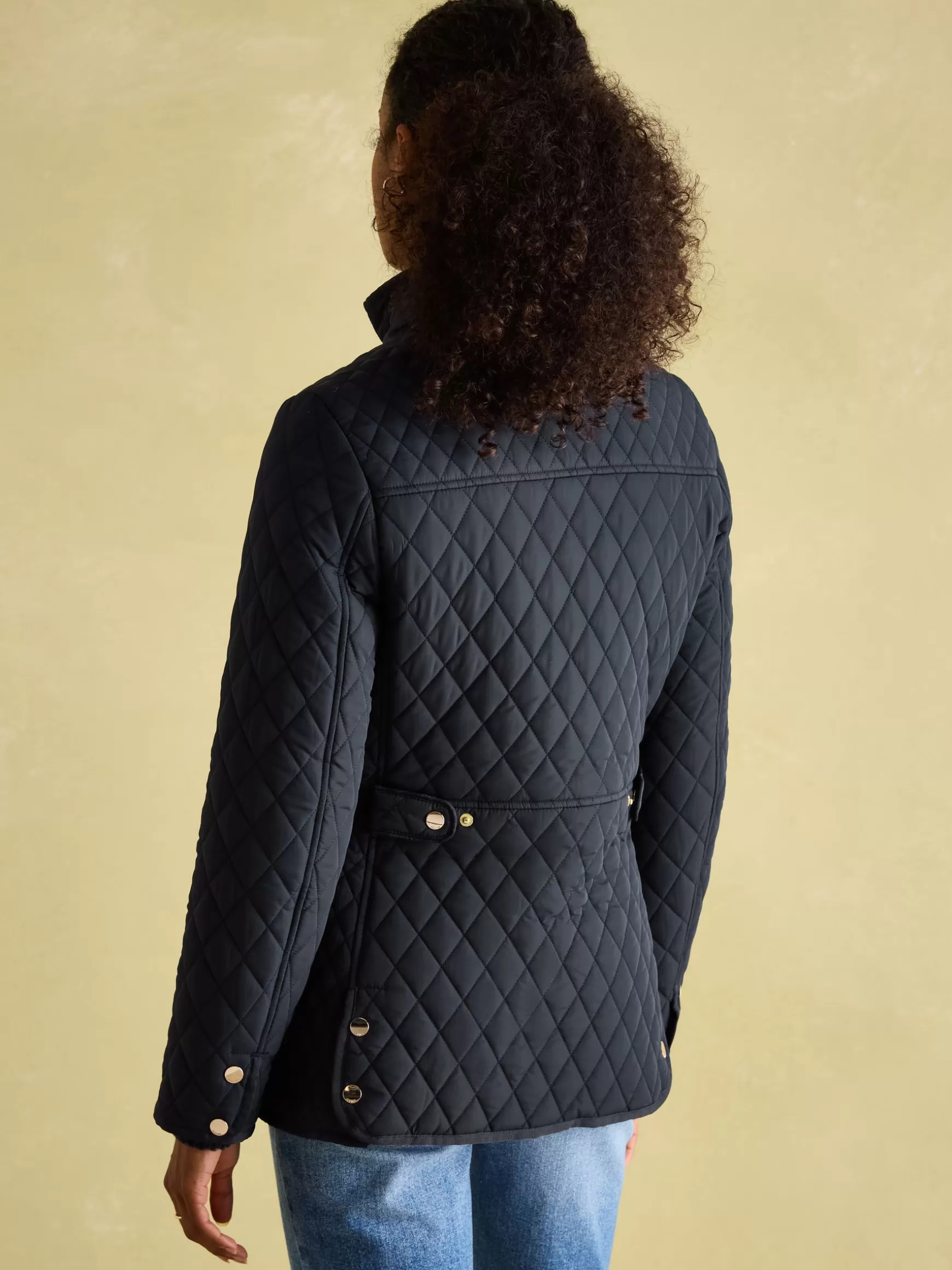 Allendale Navy Blue Showerproof Diamond Quilted Coat^Joules Cheap