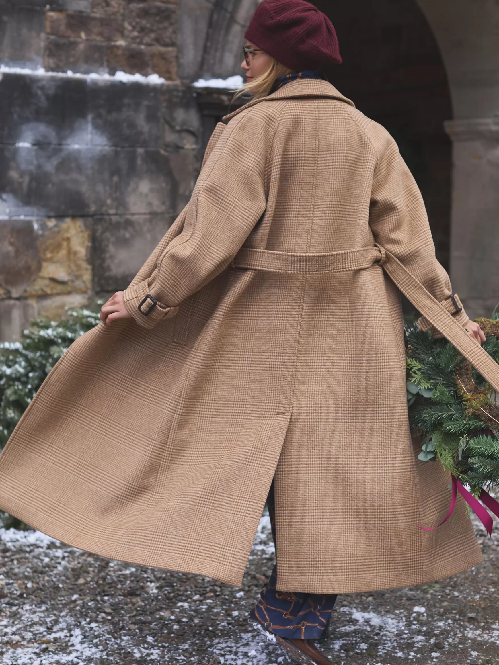 Amberley Tan Brown Longline Wool Blend Coat with Belt^Joules Flash Sale