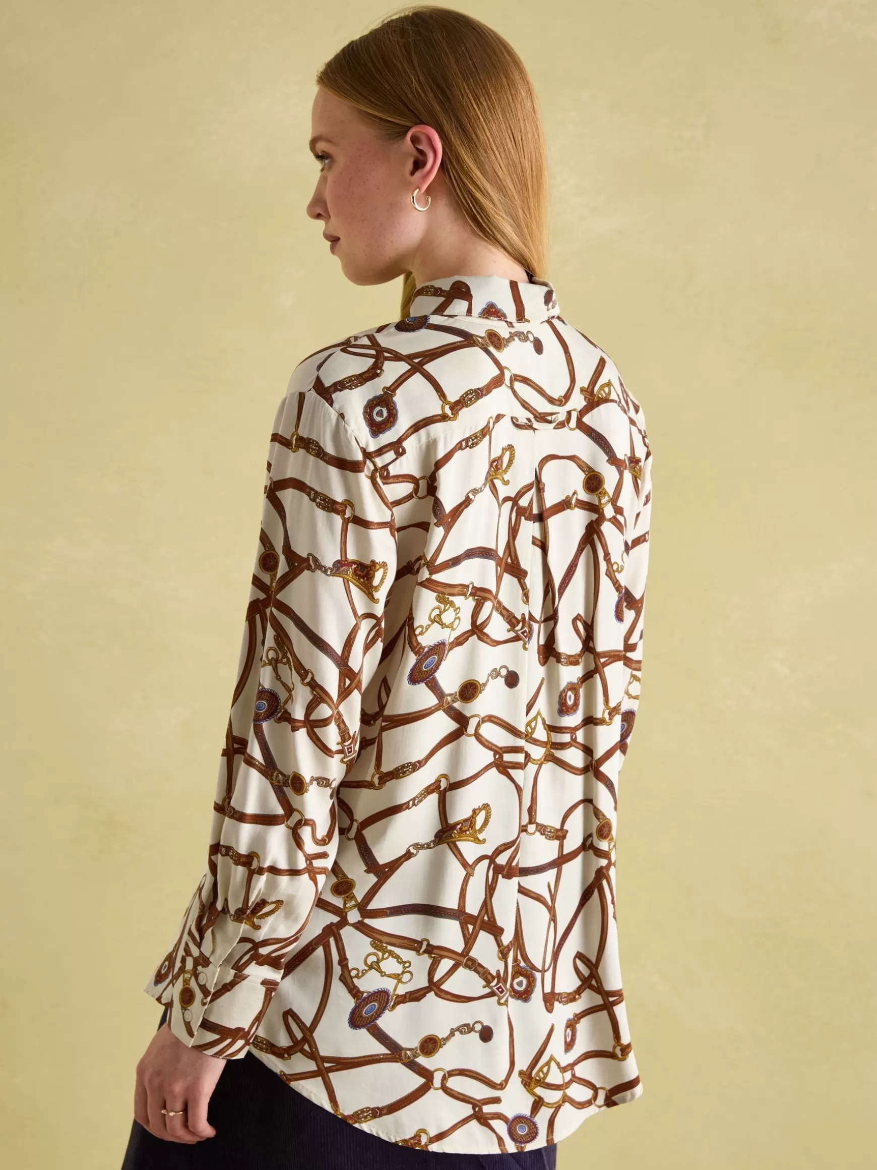 Amilla Cream Multi Satin Shirt^Joules Shop