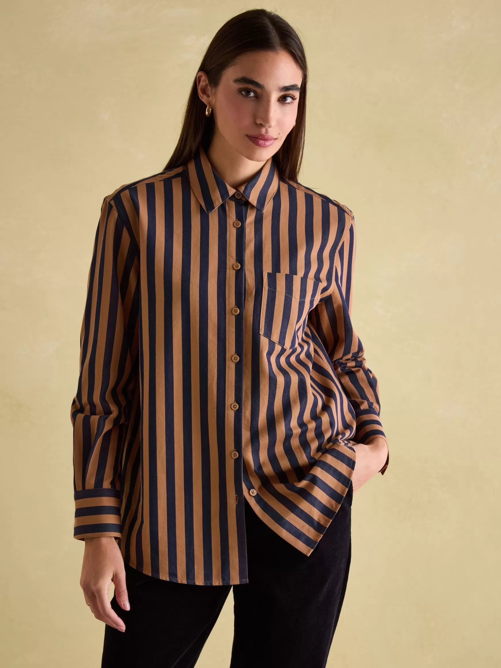 Amilla Navy & Tan Stripe Shirt^Joules Hot