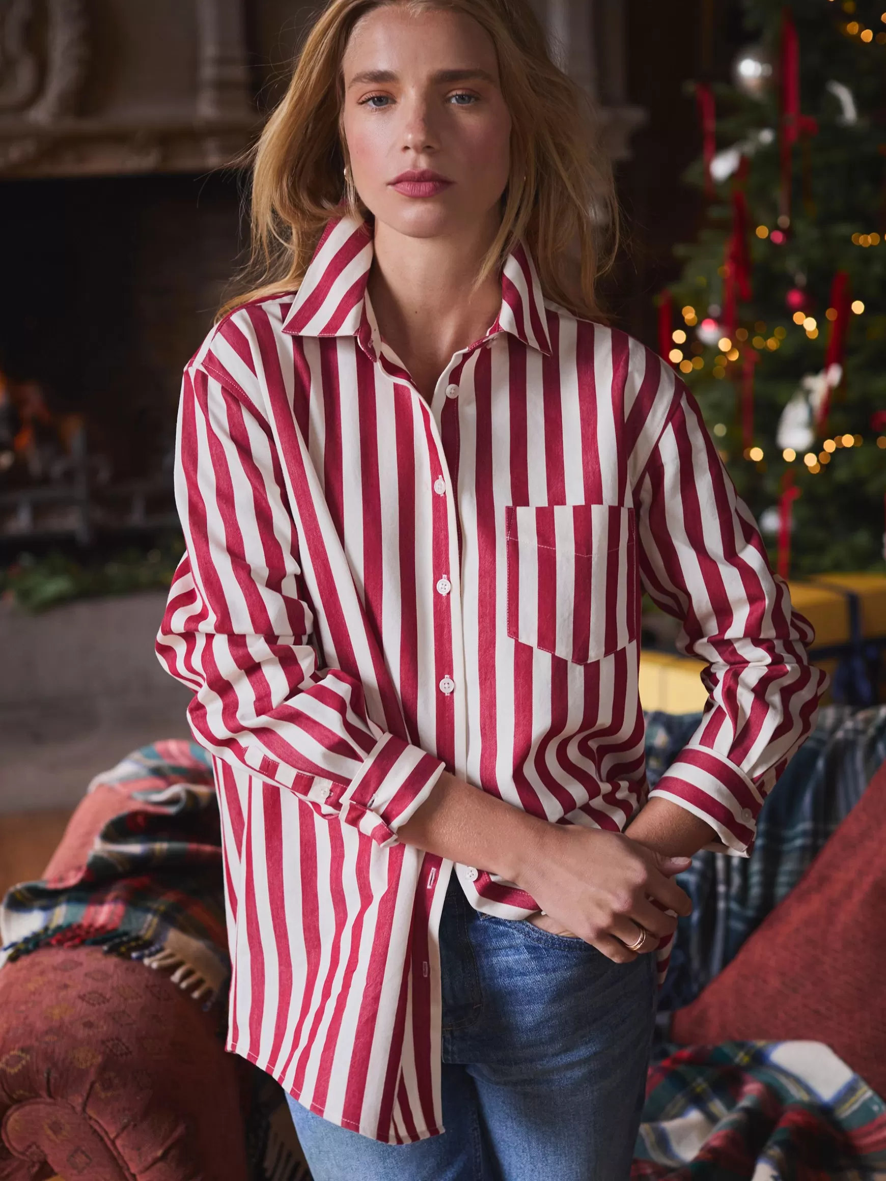 Amilla Red & Cream Stripe Shirt^Joules Discount