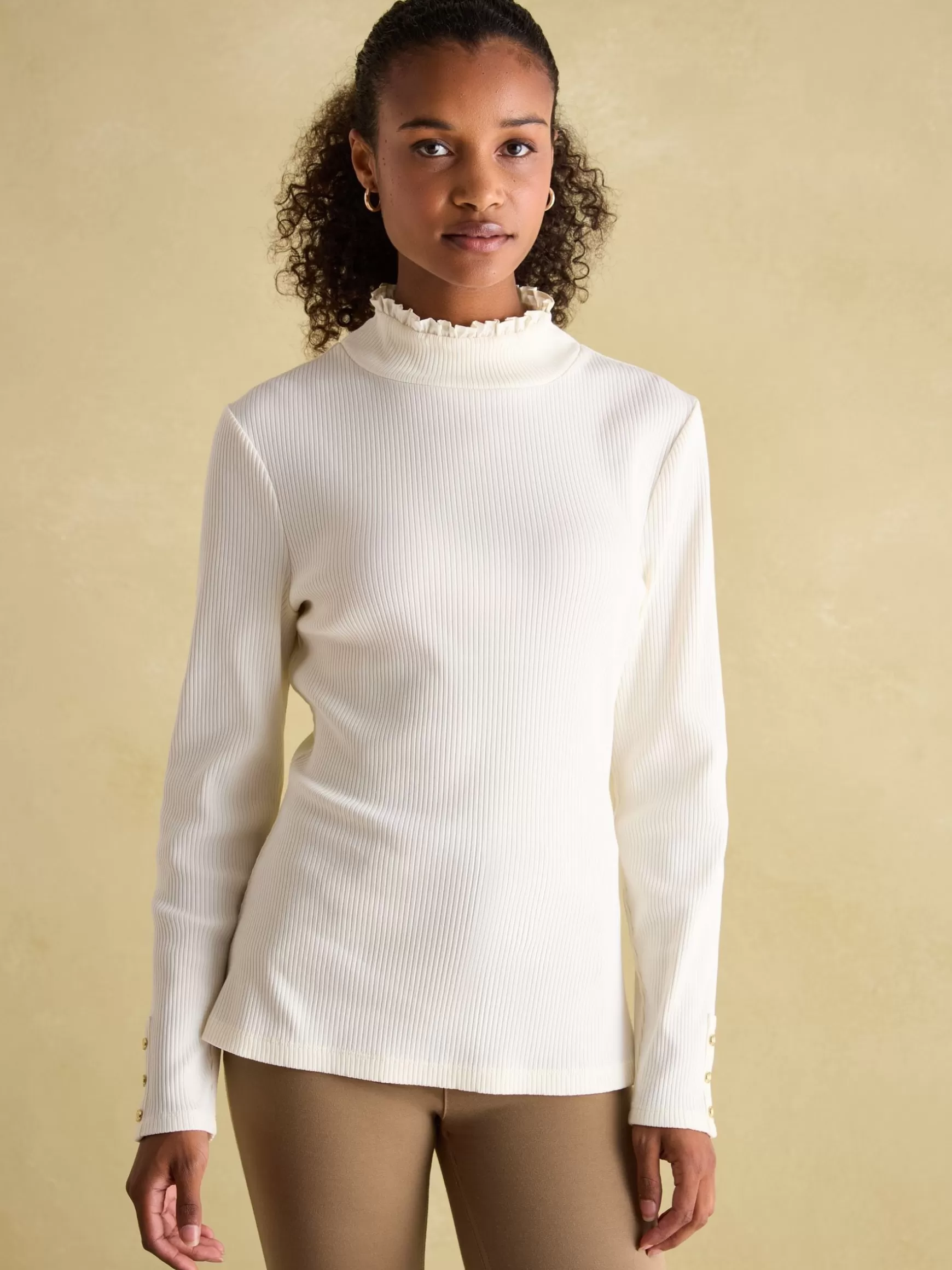 Amy Ribbed Long Sleeve High Neck Jersey Top^Joules Shop