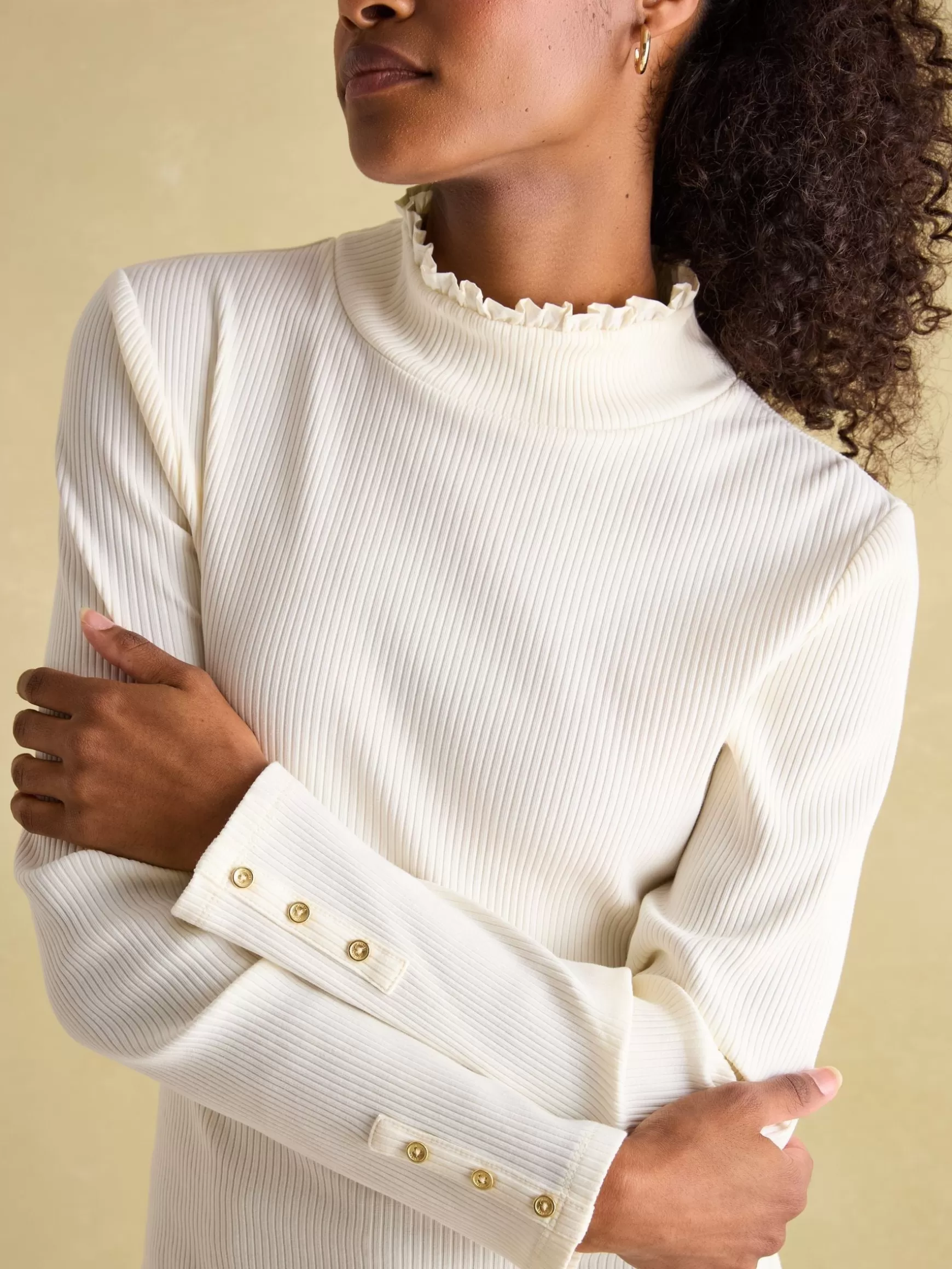 Amy Ribbed Long Sleeve High Neck Jersey Top^Joules Shop