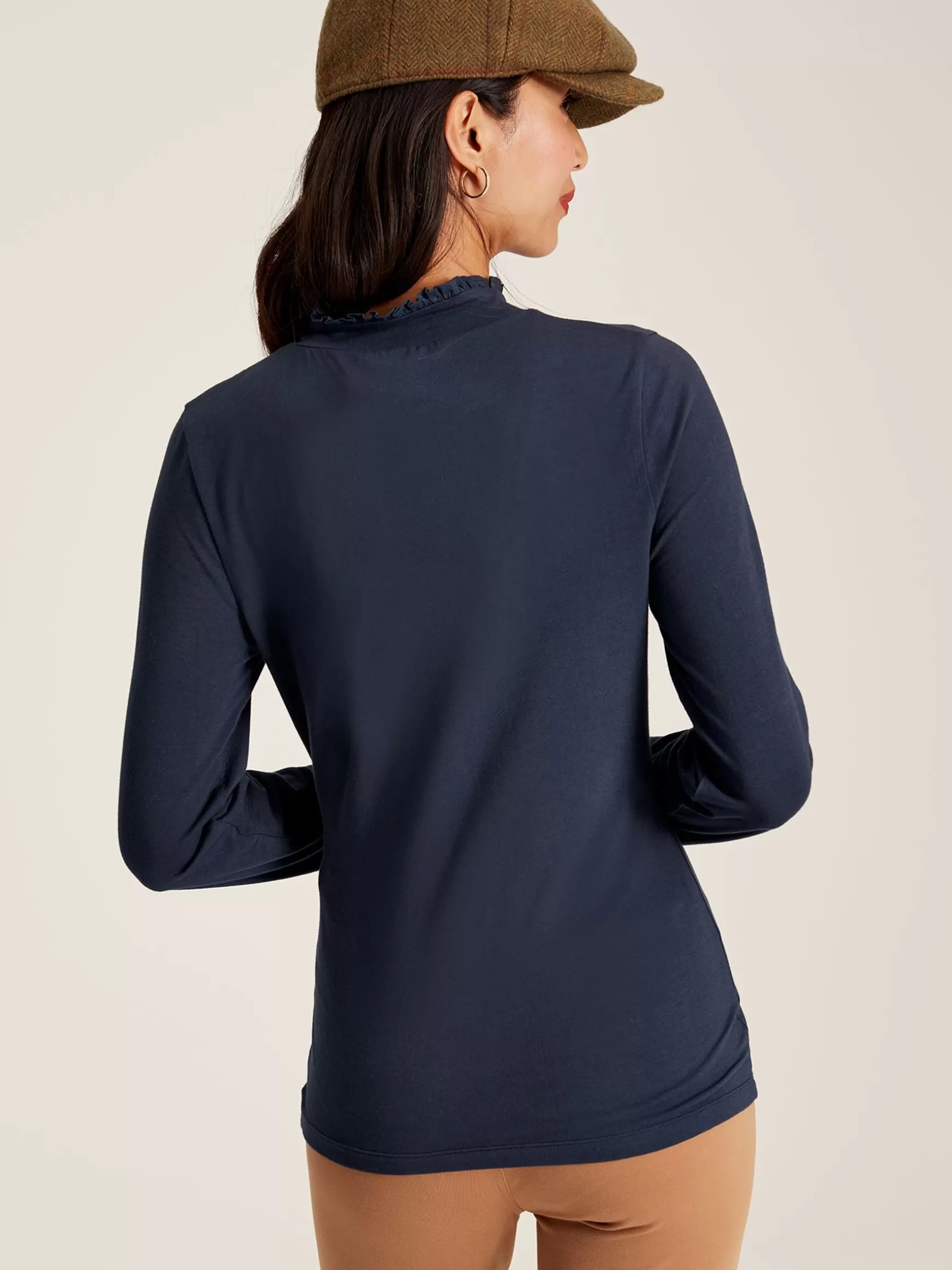 Amy Navy Blue Long Sleeve High Neck Jersey Top^Joules Shop