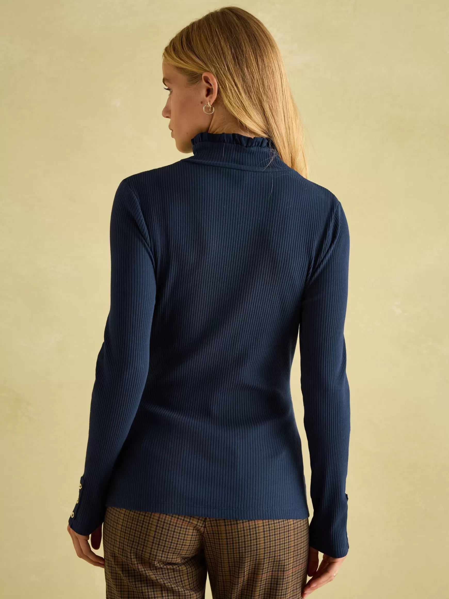 Amy Ribbed Long Sleeve High Neck Jersey Top^Joules Clearance
