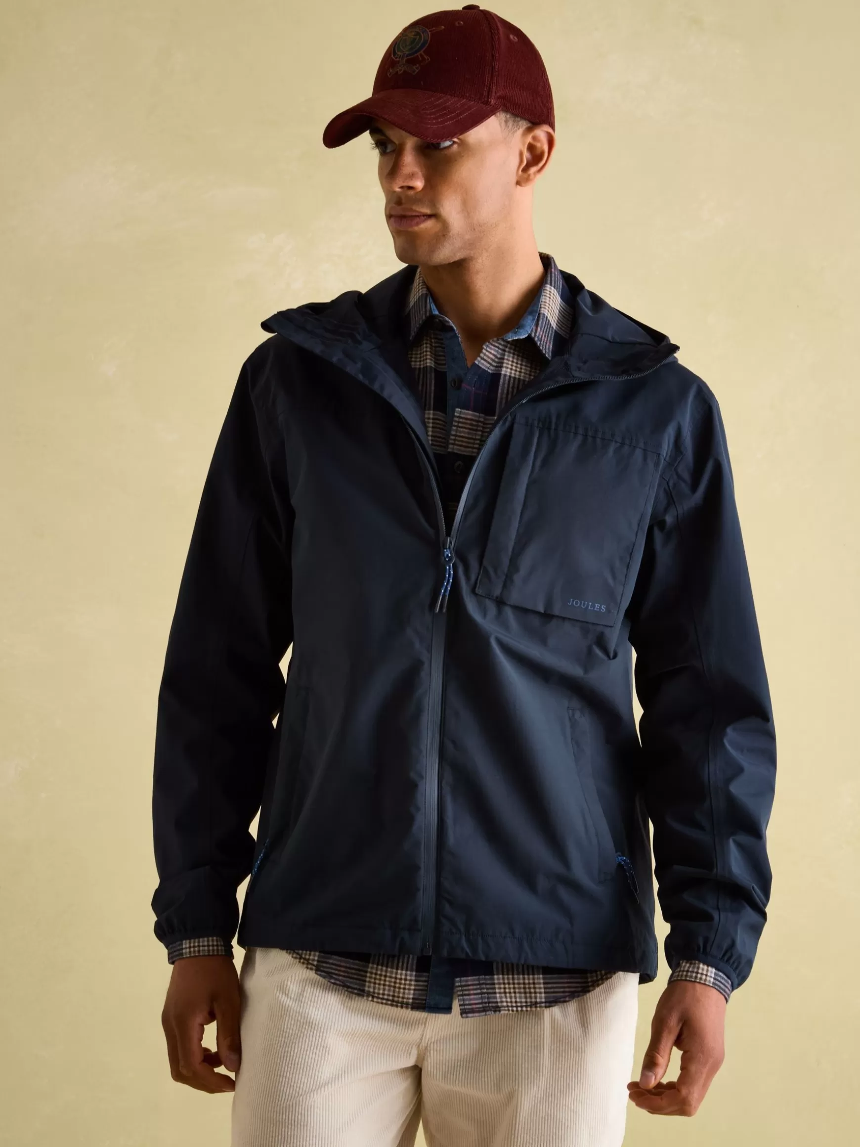 Ayston Navy Blue Lightweight Waterproof Coat^Joules Store