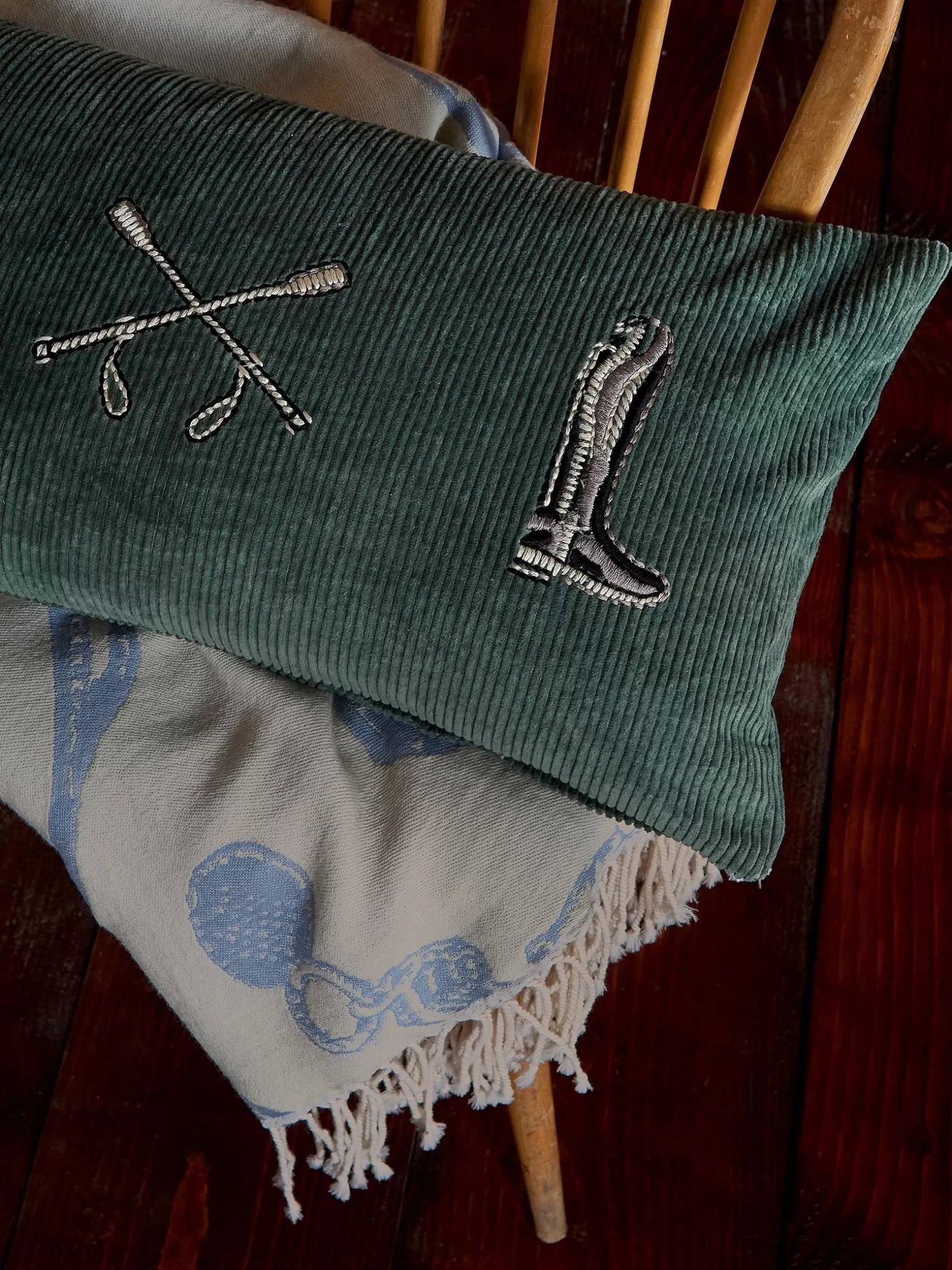 Back to the Country 100% Cotton Equestrian Corduroy Cushion^Joules New