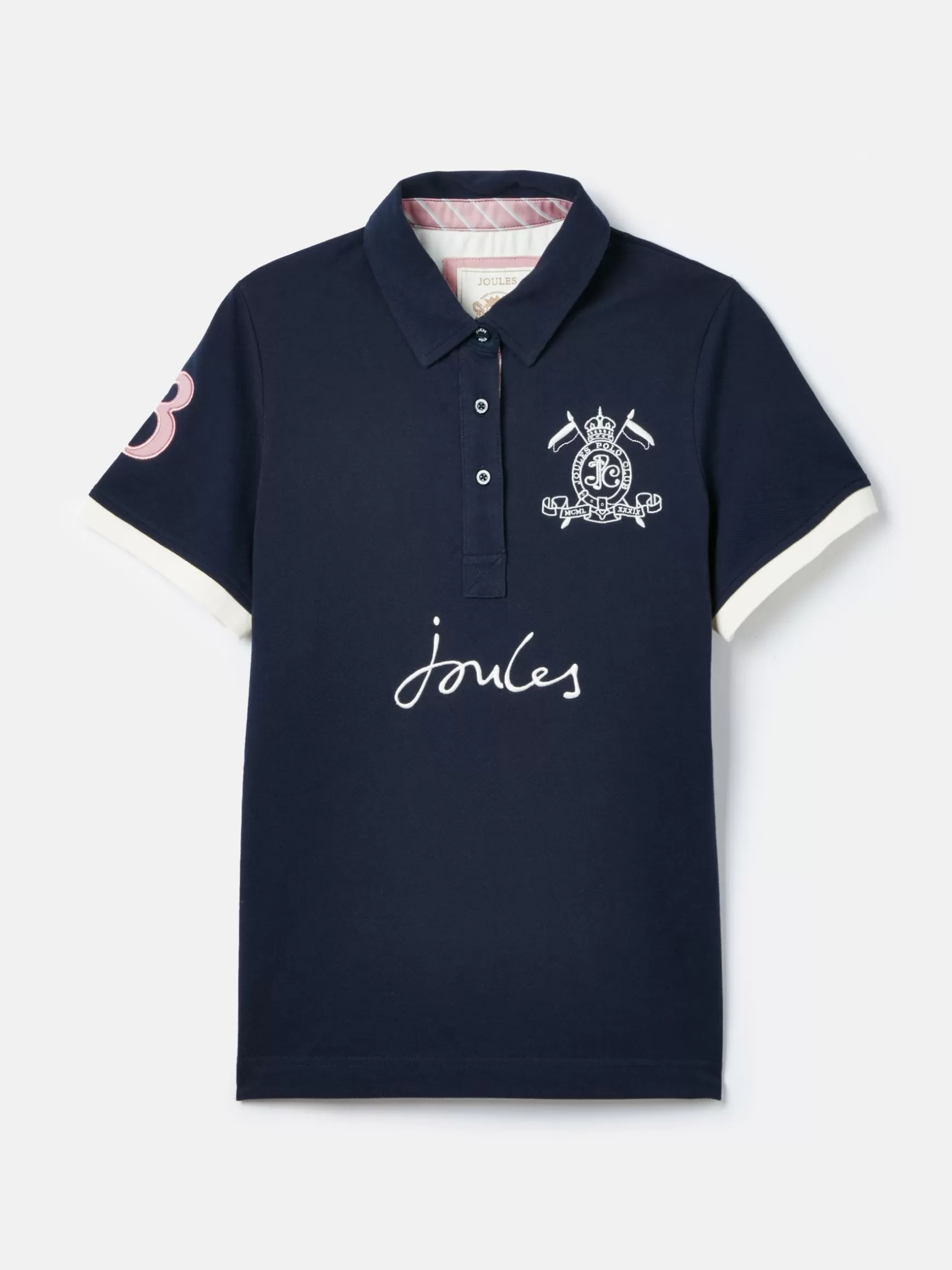 Beaufort Navy Blue Short Sleeve Cotton Polo Shirt^Joules Sale