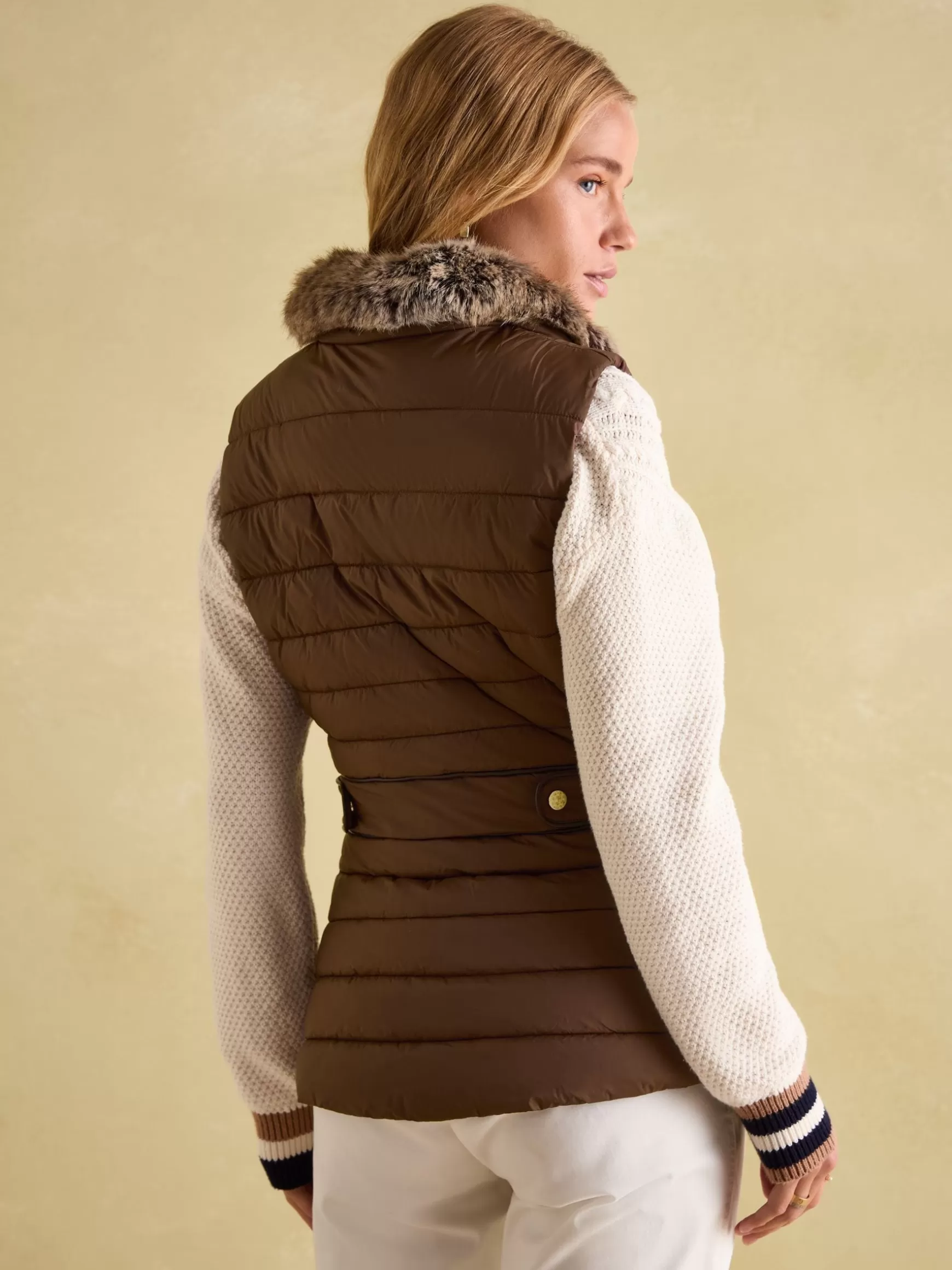 Beckley Padded Showerproof Gilet With Detachable Faux Fur Collar^Joules Cheap