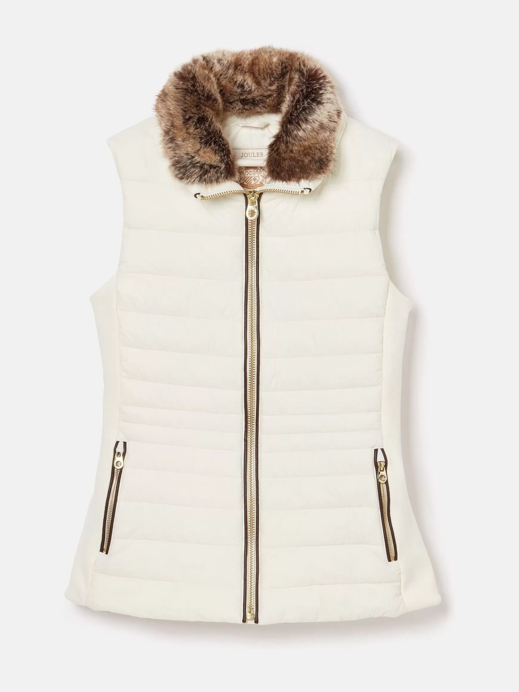 Beckley Padded Showerproof Gilet With Detachable Faux Fur Collar^Joules Shop