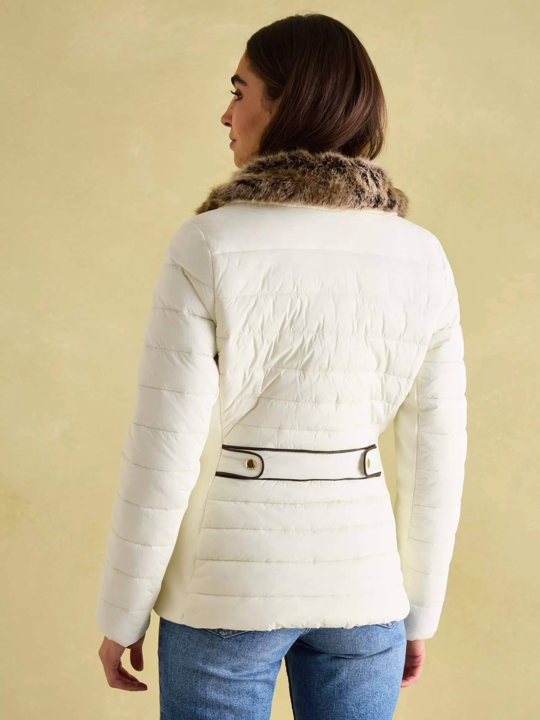 Beckley Padded Showerproof Jacket with Faux Fur Trim^Joules Cheap