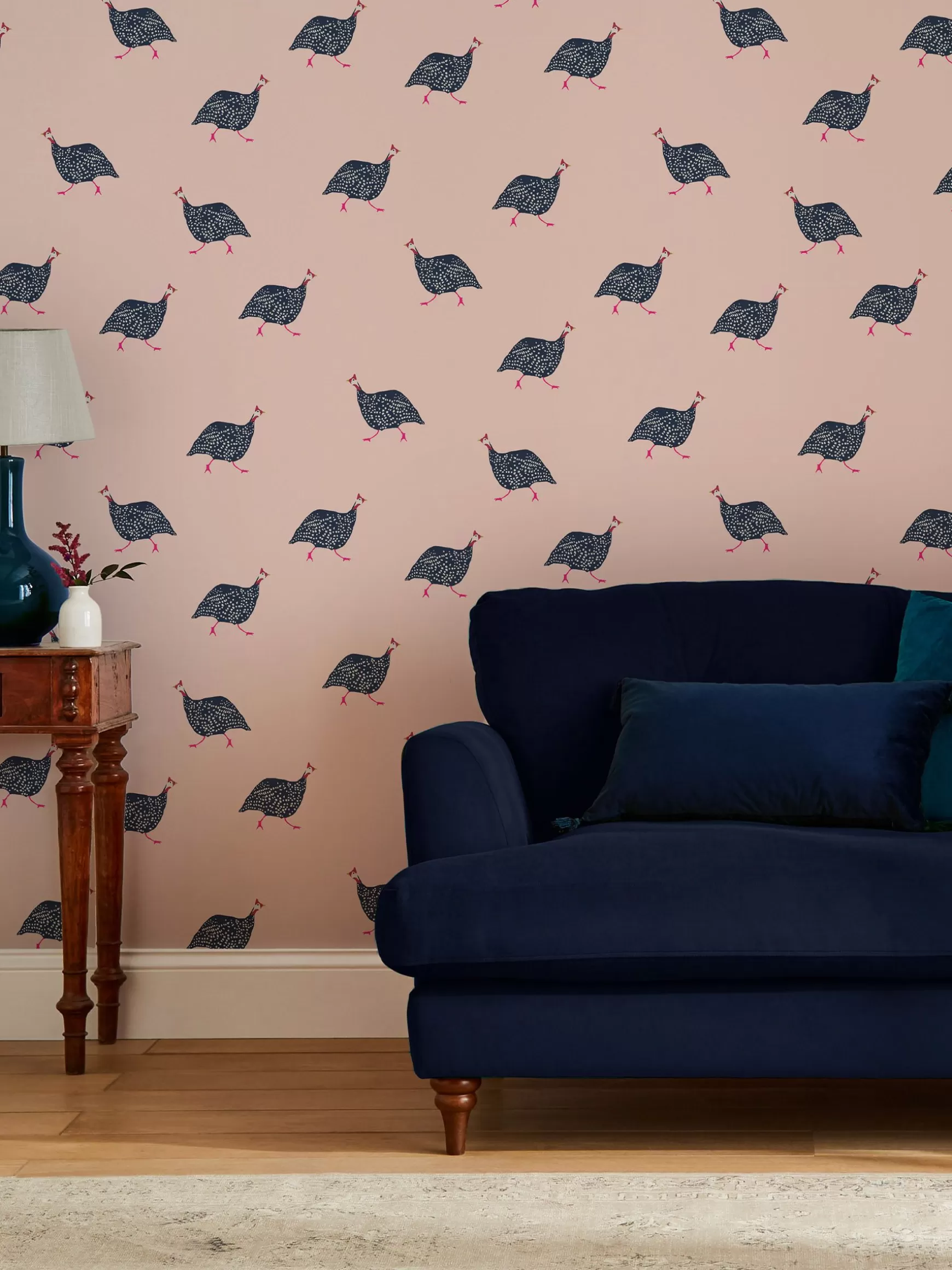Blush Pink Guinea Fowl 10M Wallpaper^Joules Shop