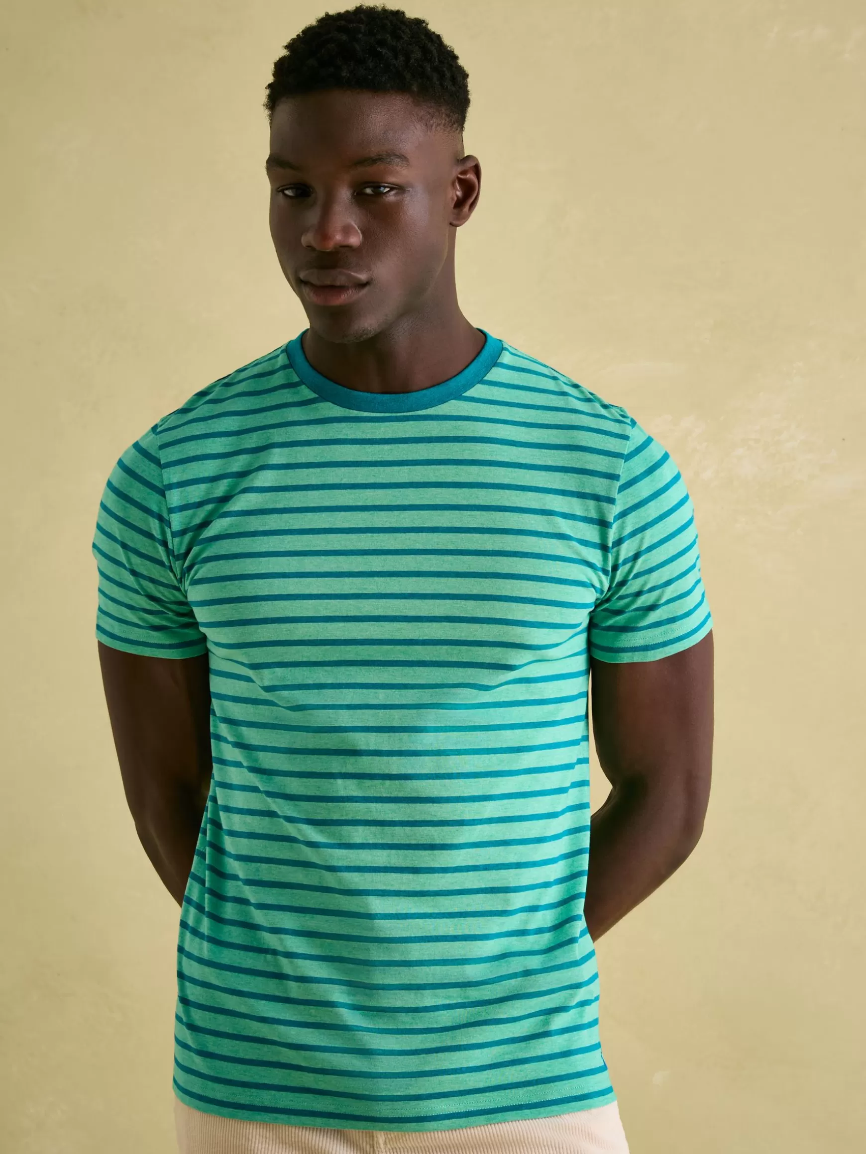 Boathouse Green Stripe Jersey Crew Neck T-Shirt^Joules Clearance