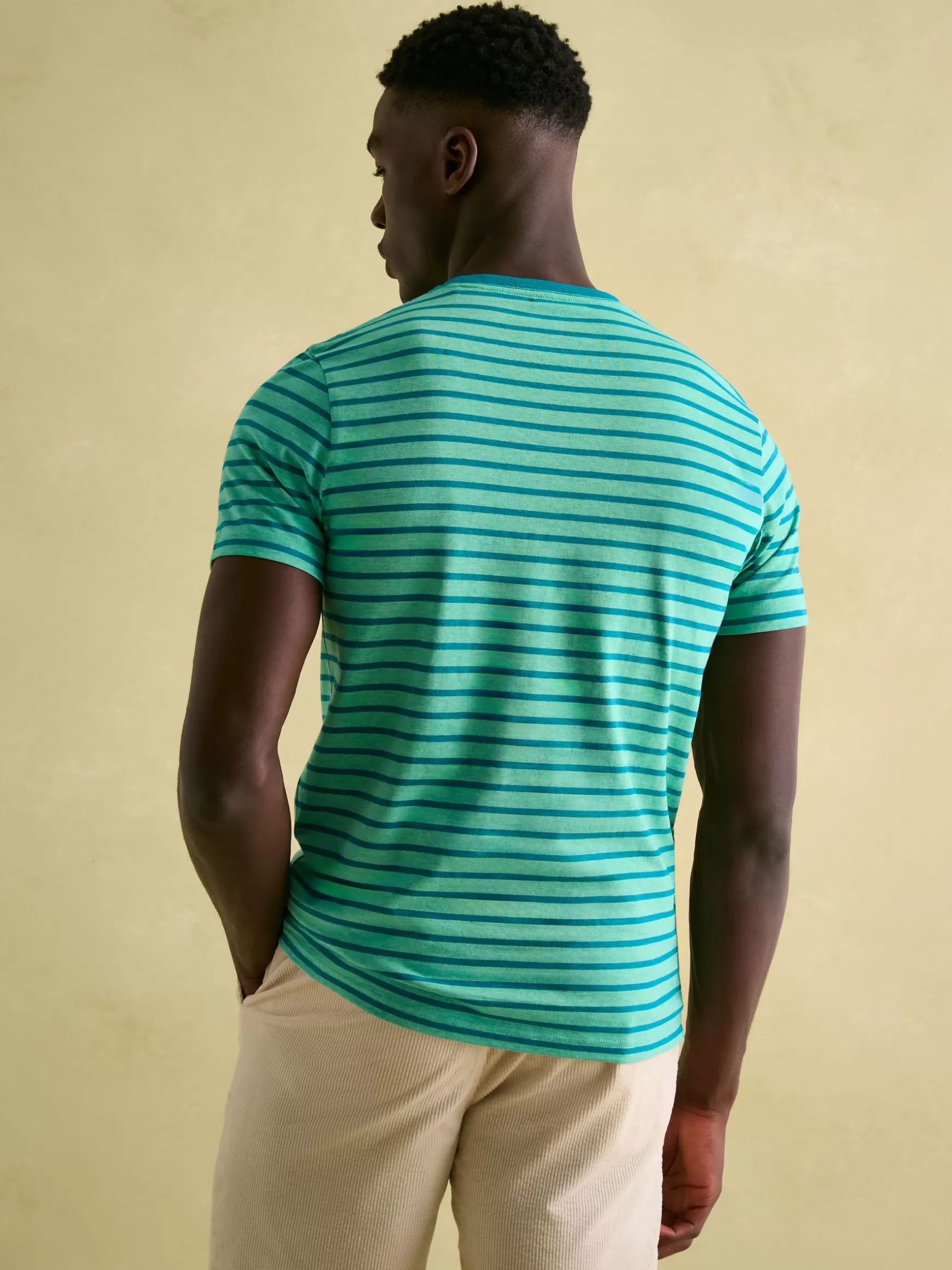 Boathouse Green Stripe Jersey Crew Neck T-Shirt^Joules Clearance