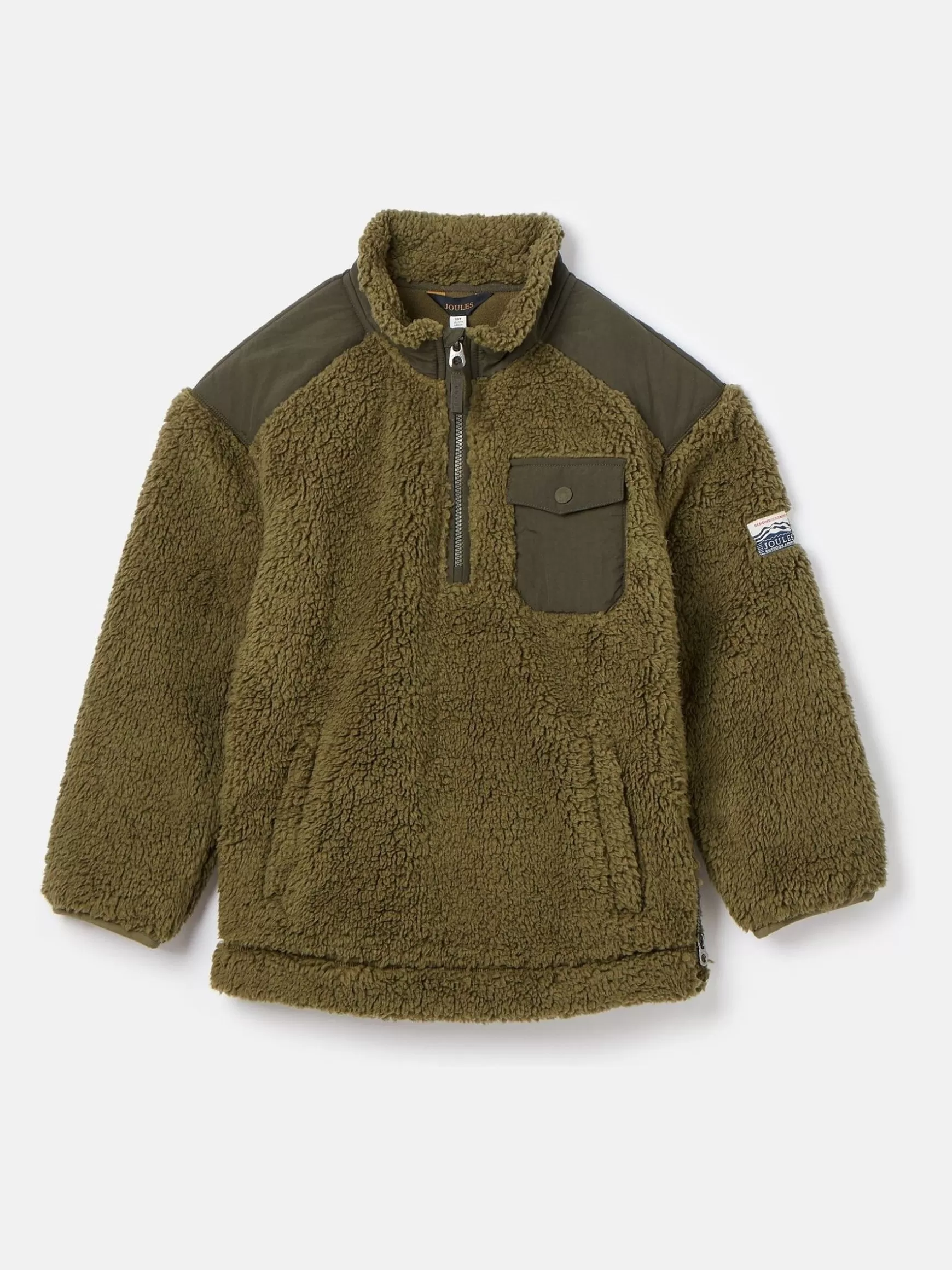 Boys' Billy Khaki Green Half Zip Borg Fleece^Joules Best