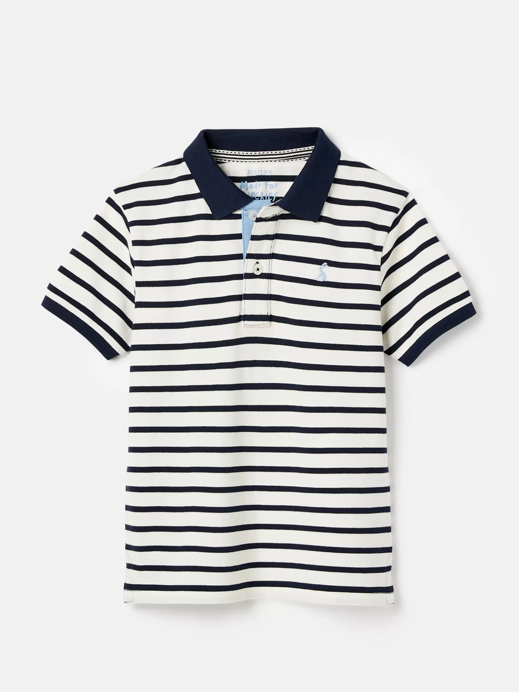 Boys' Filbert Navy Blue Striped Pique Cotton Polo Shirt^Joules Clearance