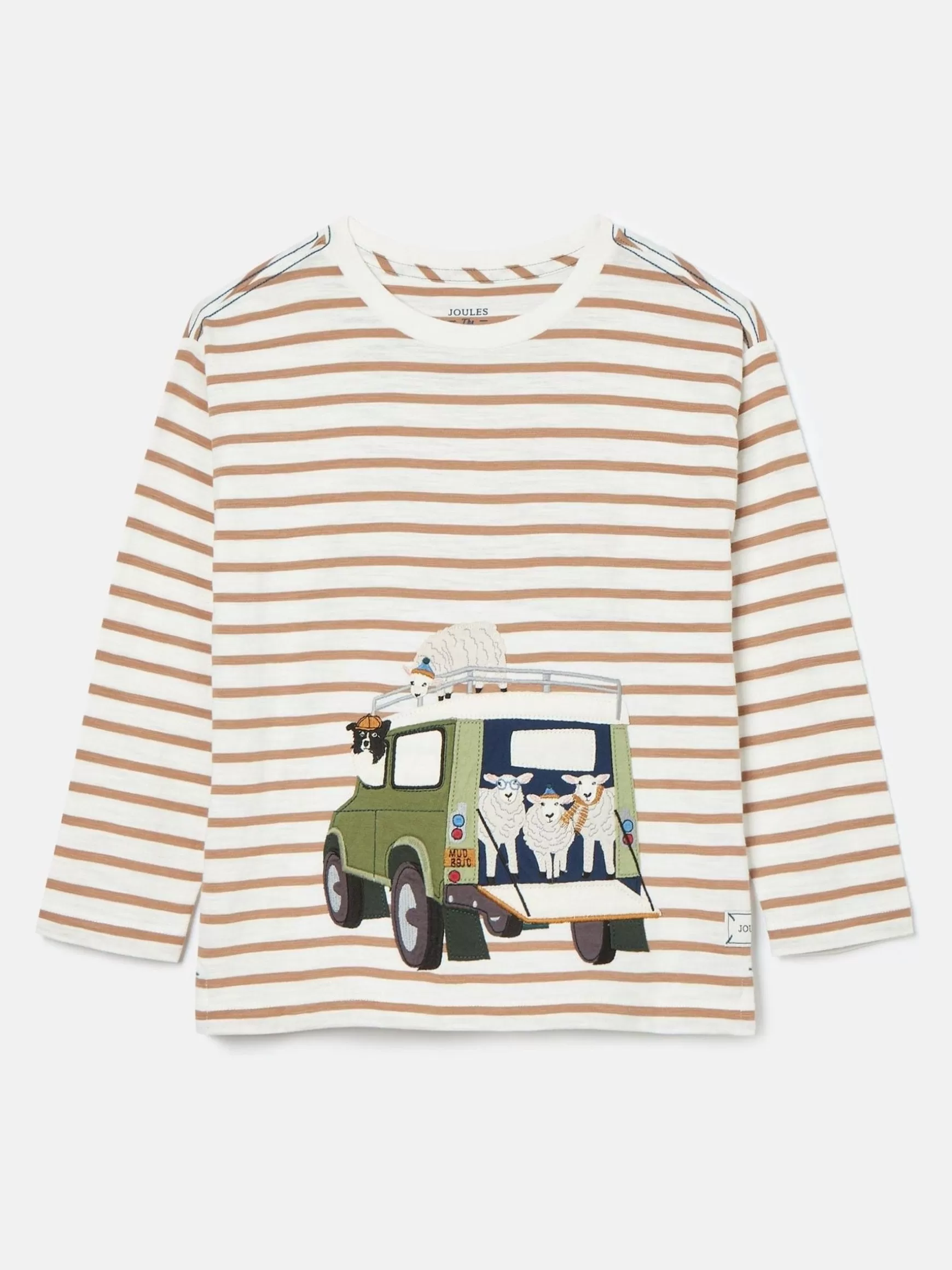 Boys' Jack Cream & Natural Stripe Artwork Top^Joules Outlet