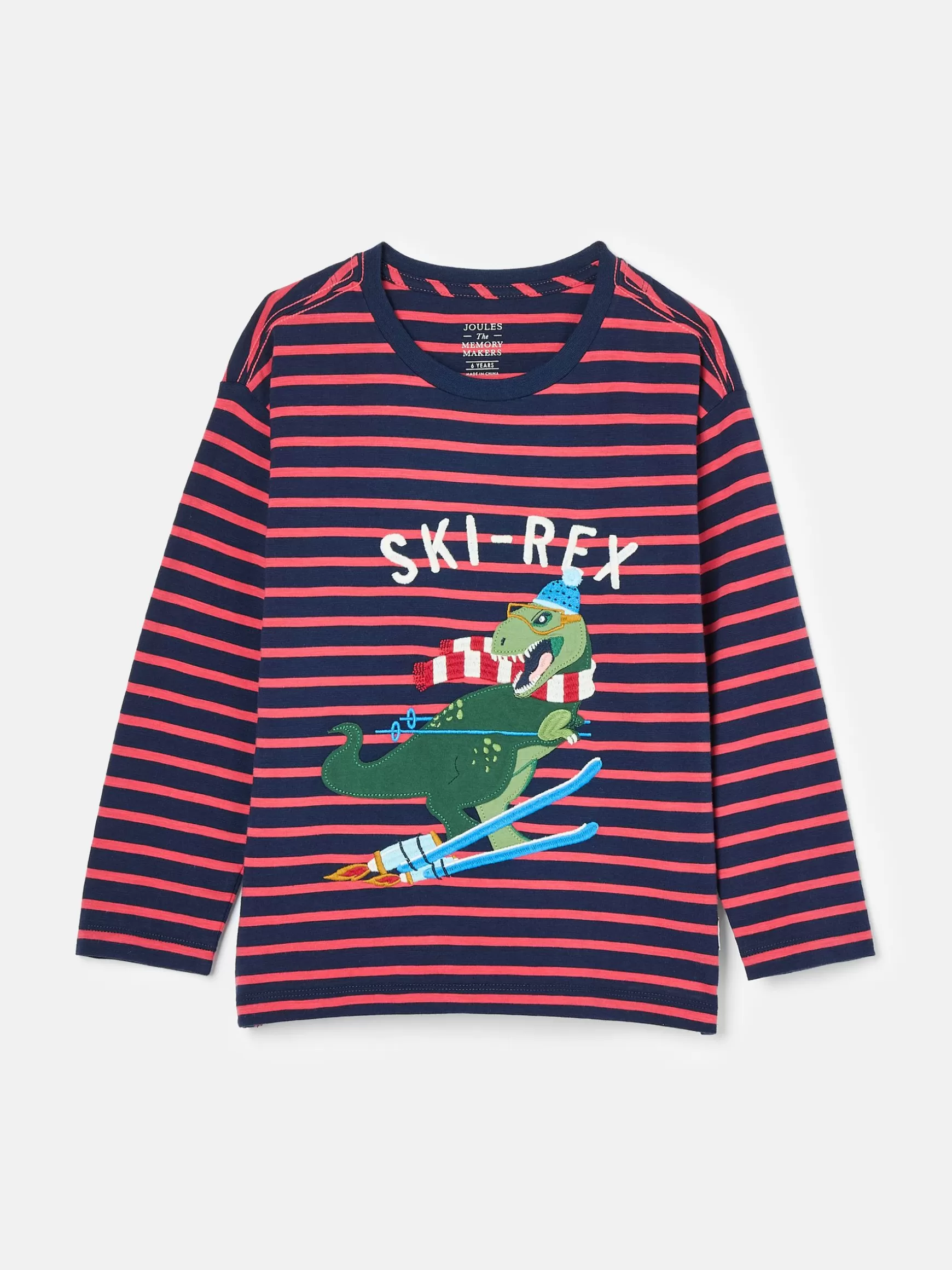 Boys' Jack Red & Navy Stripe Artwork Top^Joules Discount