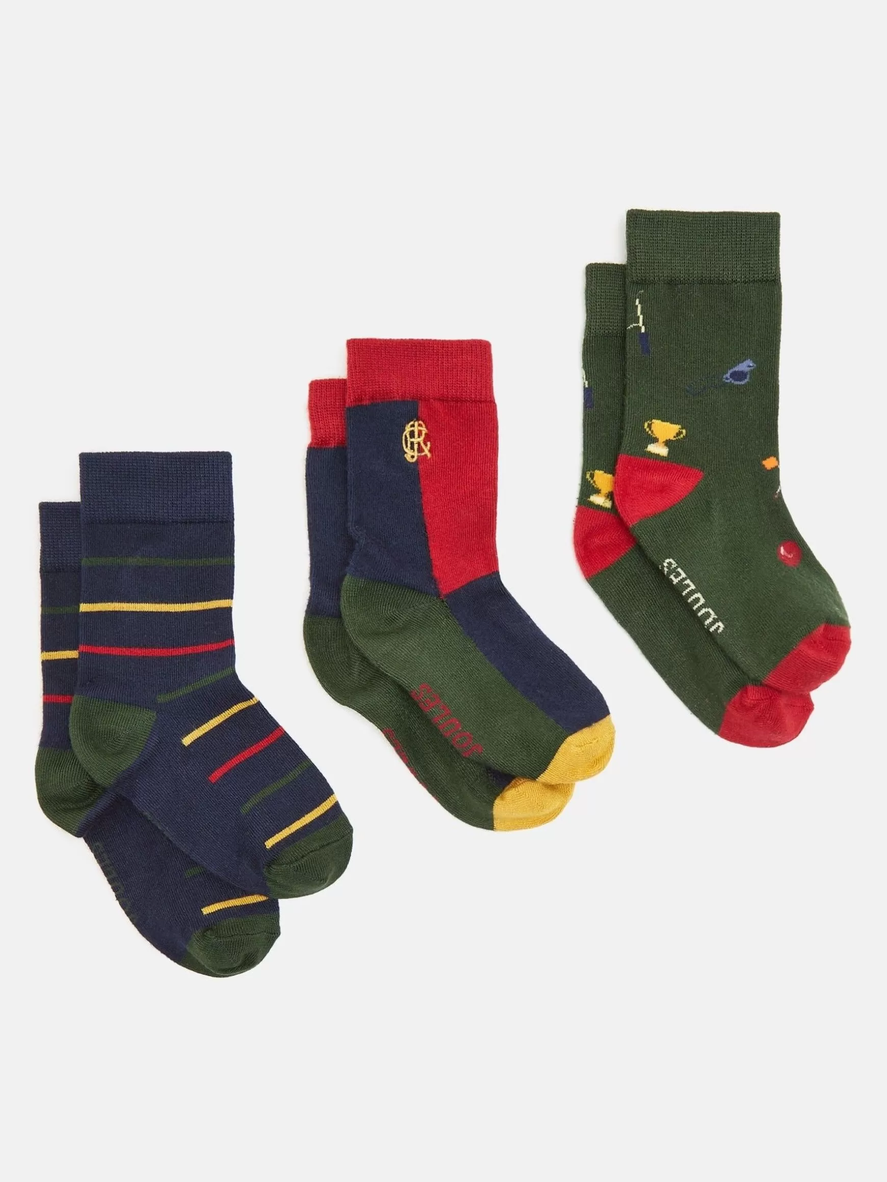 Boys' Neat Feet Multi Green 3 Pack Socks^Joules Online