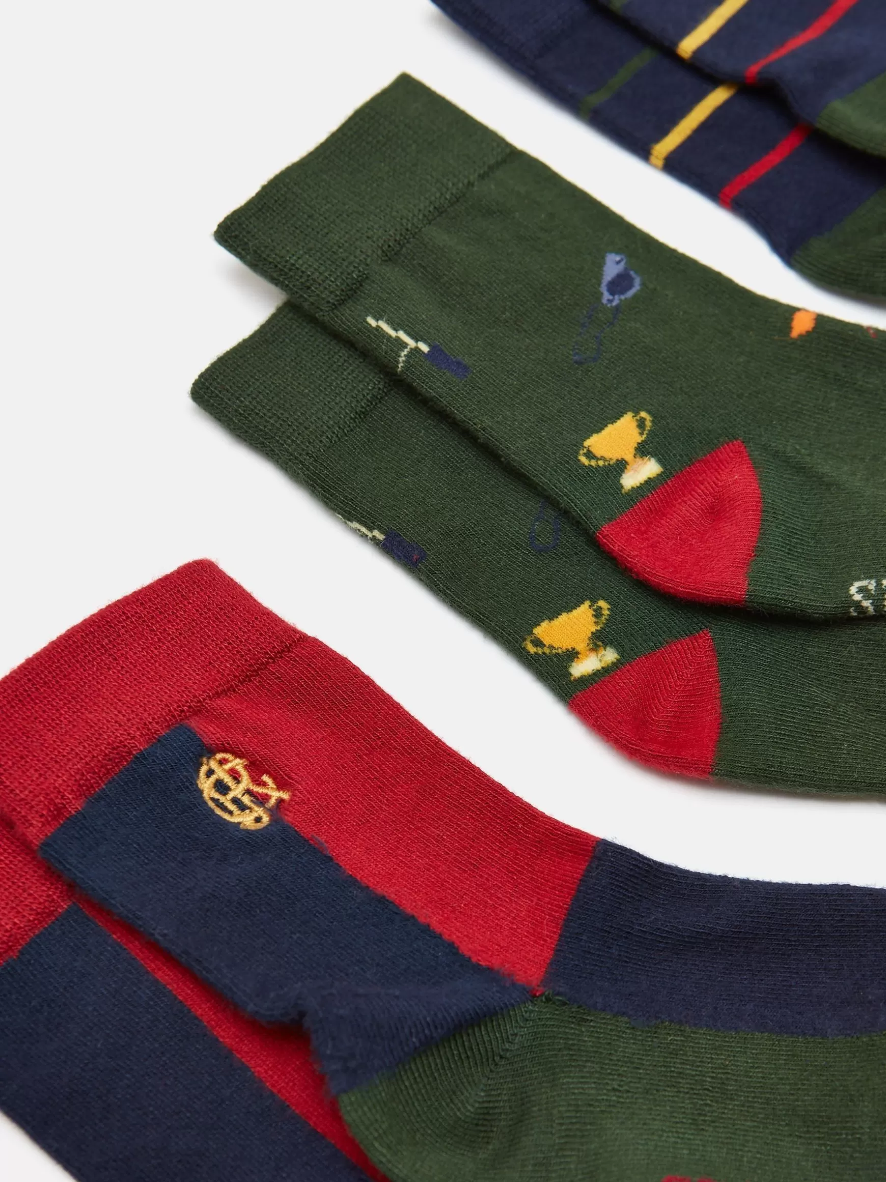 Boys' Neat Feet Multi Green 3 Pack Socks^Joules Online