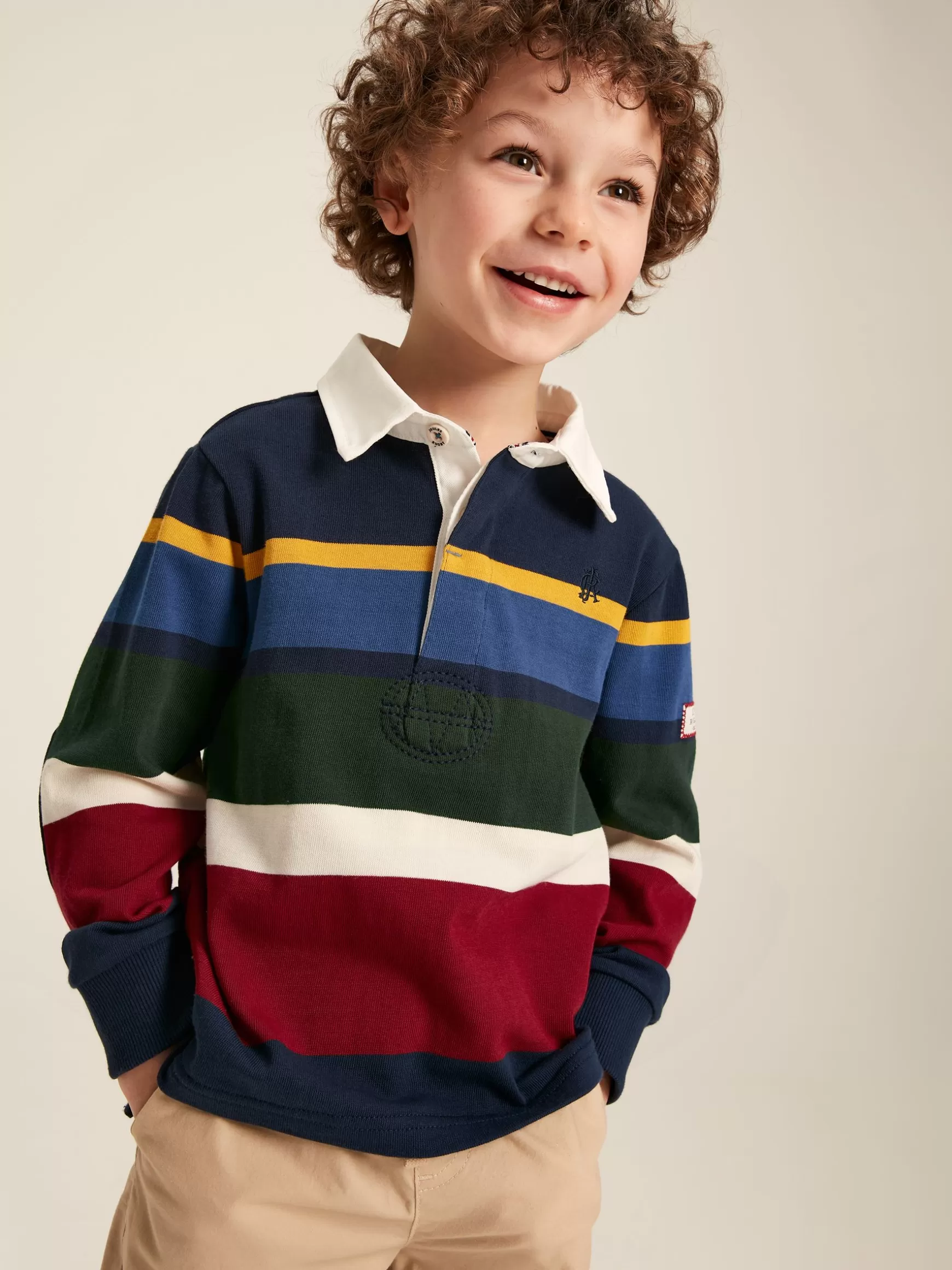 Boys' Onside Striped Cotton Rugby Shirt^Joules Store