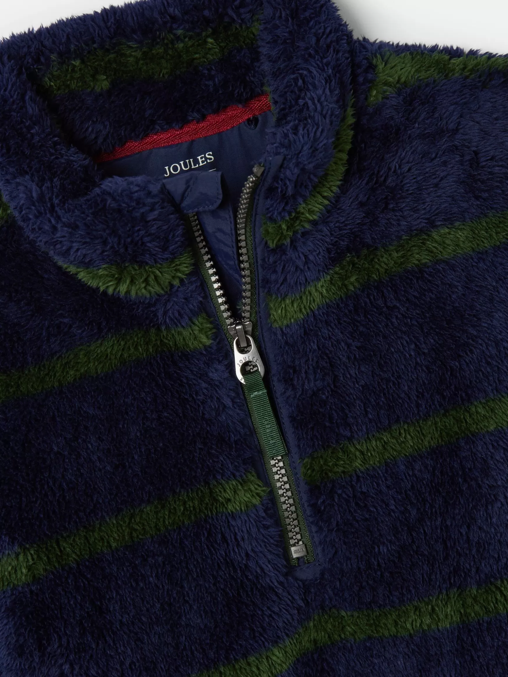 Boys' Woozle Navy & Green Stripe Half Zip Borg Fleece^Joules Hot