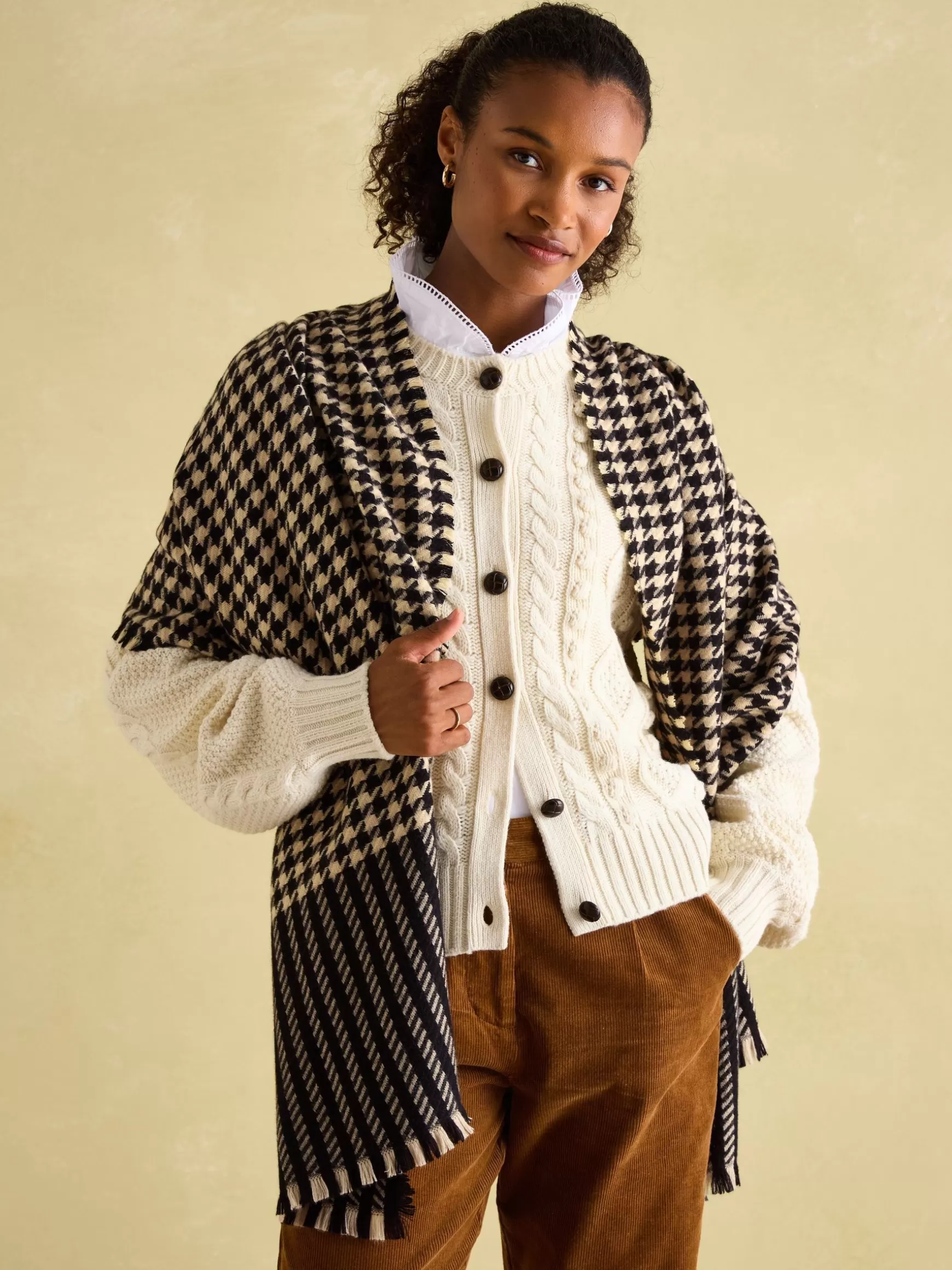 Bracewell Black & Brown Blanket Scarf^Joules Clearance