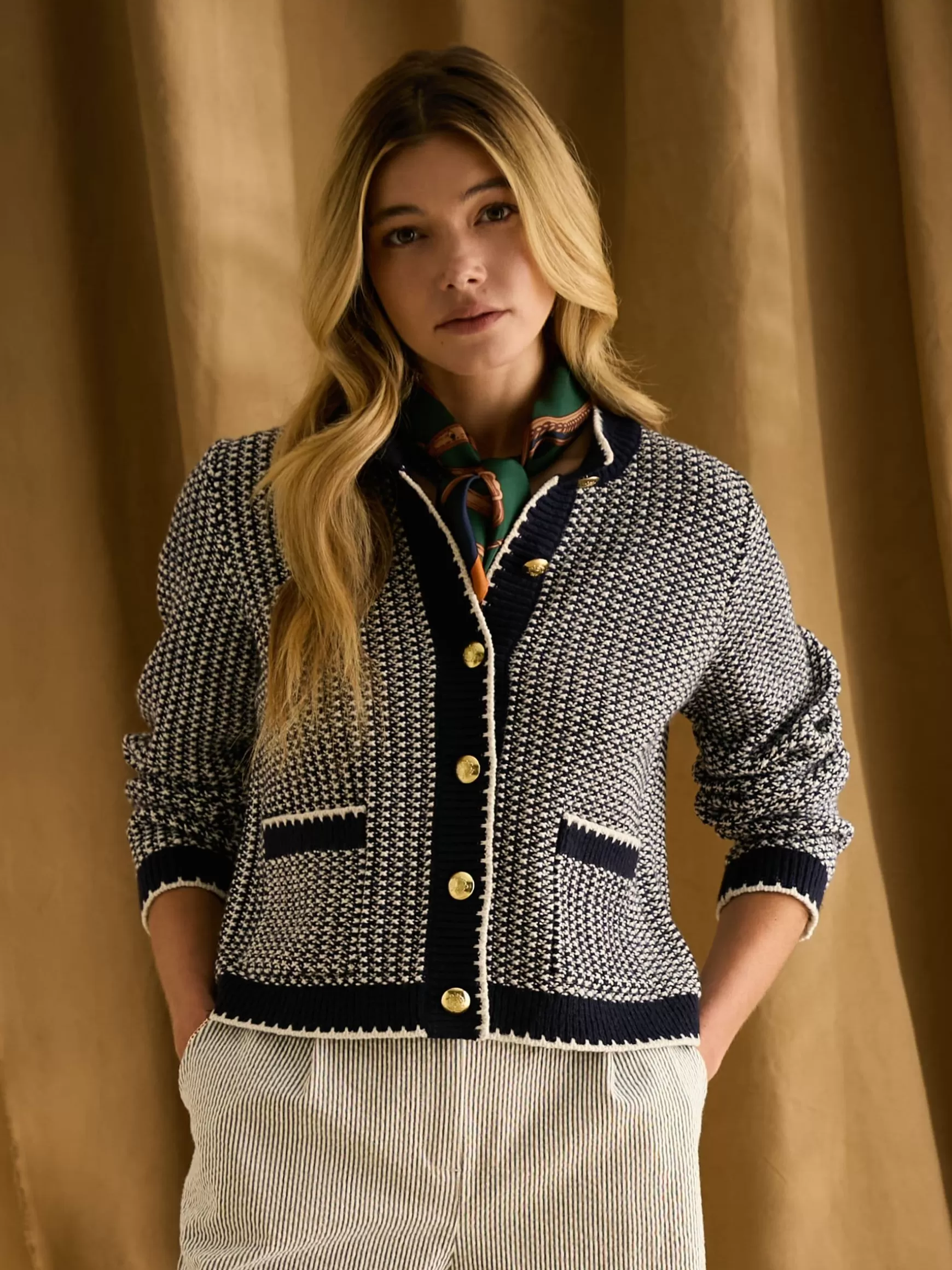 Bridget Button Through Textured Cardigan^Joules Hot