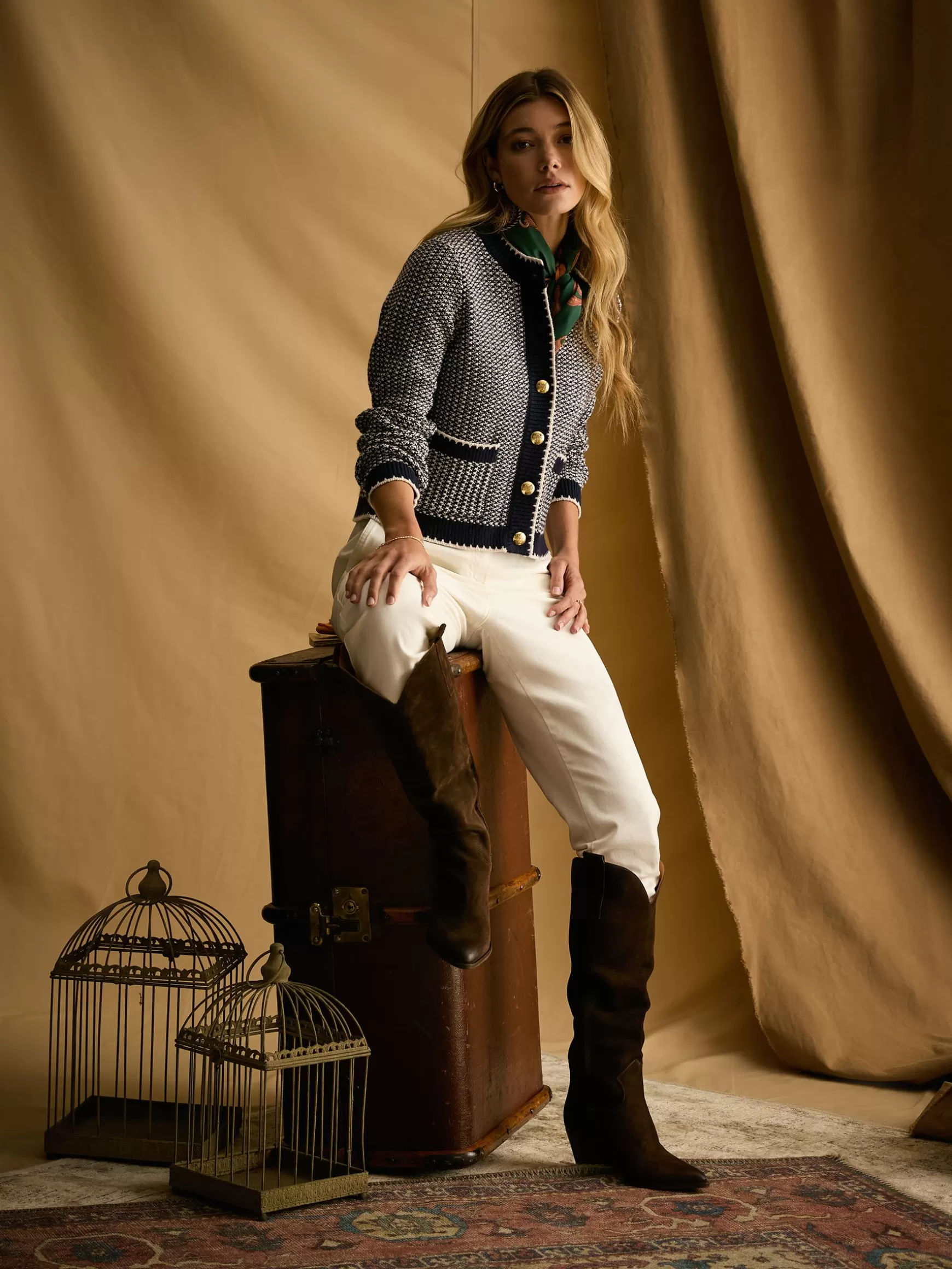Bridget Button Through Textured Cardigan^Joules Hot