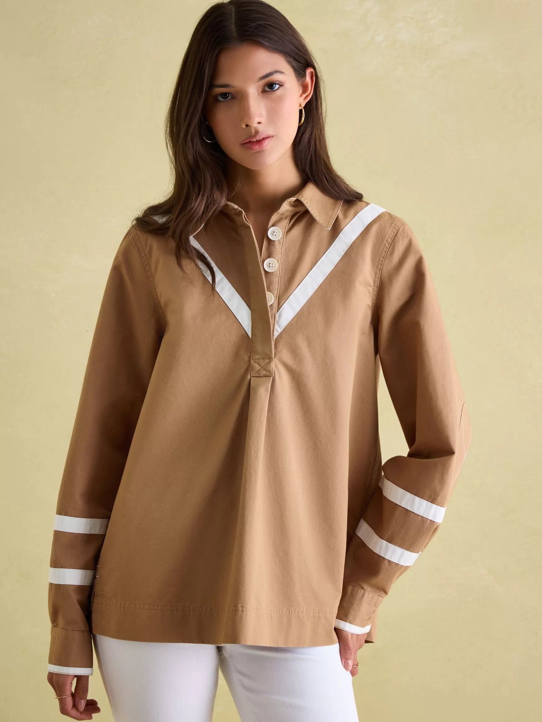 Brinley Tan Brown Cotton Deck Shirt^Joules Flash Sale