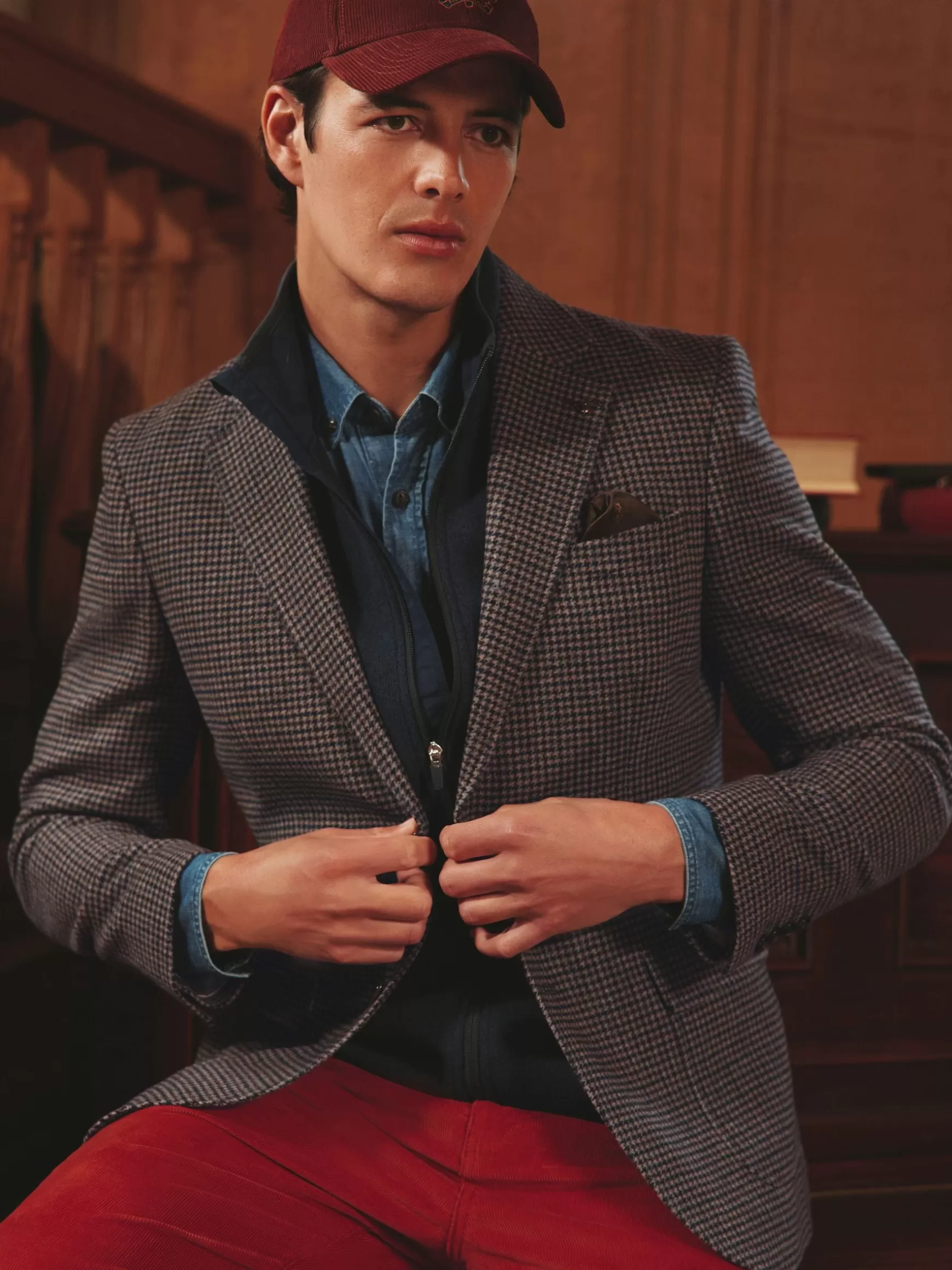 Slim Fit Dogtooth Texture Suit Jacket^Joules Store