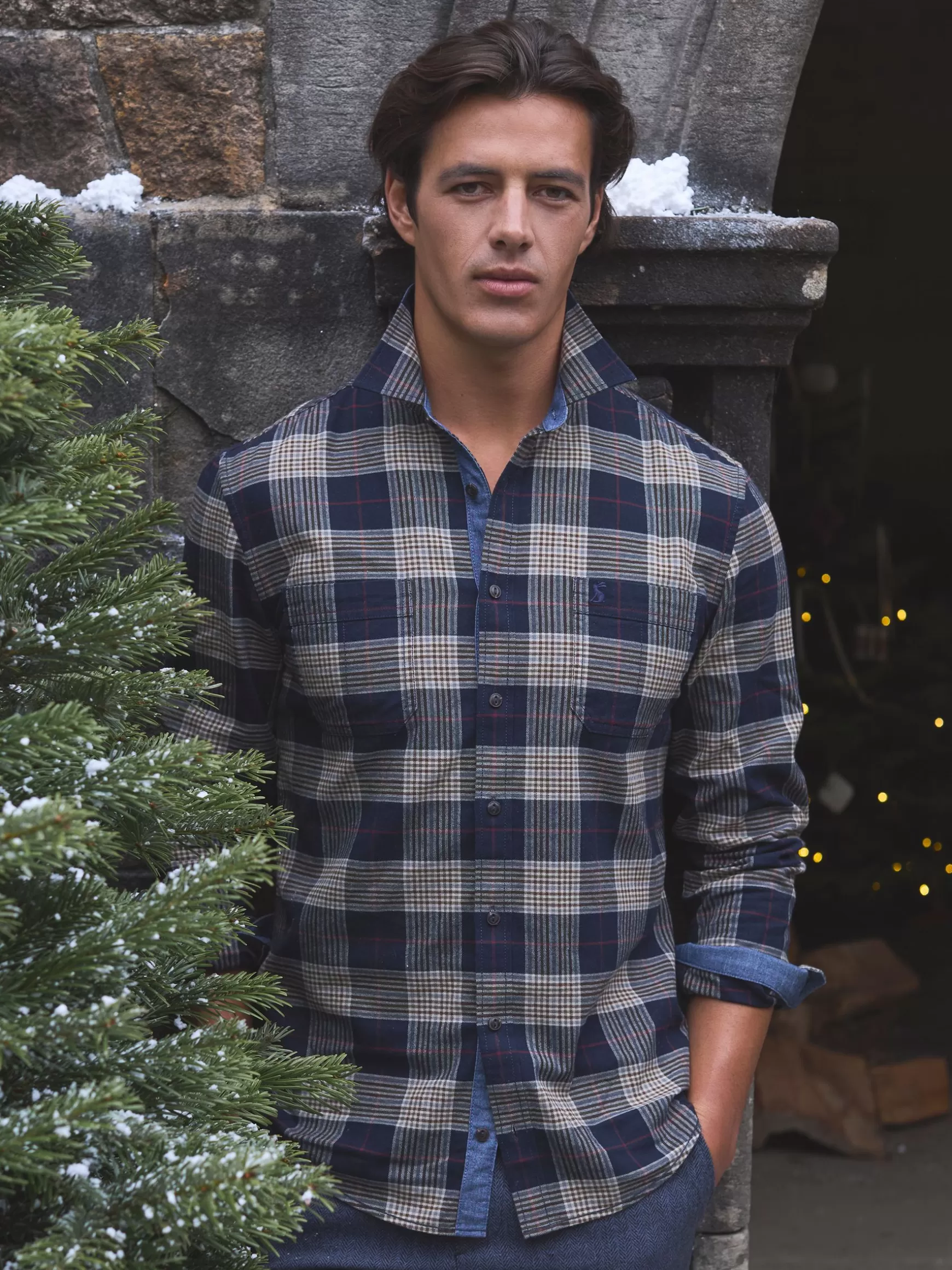 Buchanan Navy Blue Soft Brushed Cotton Check Shirt^Joules Hot