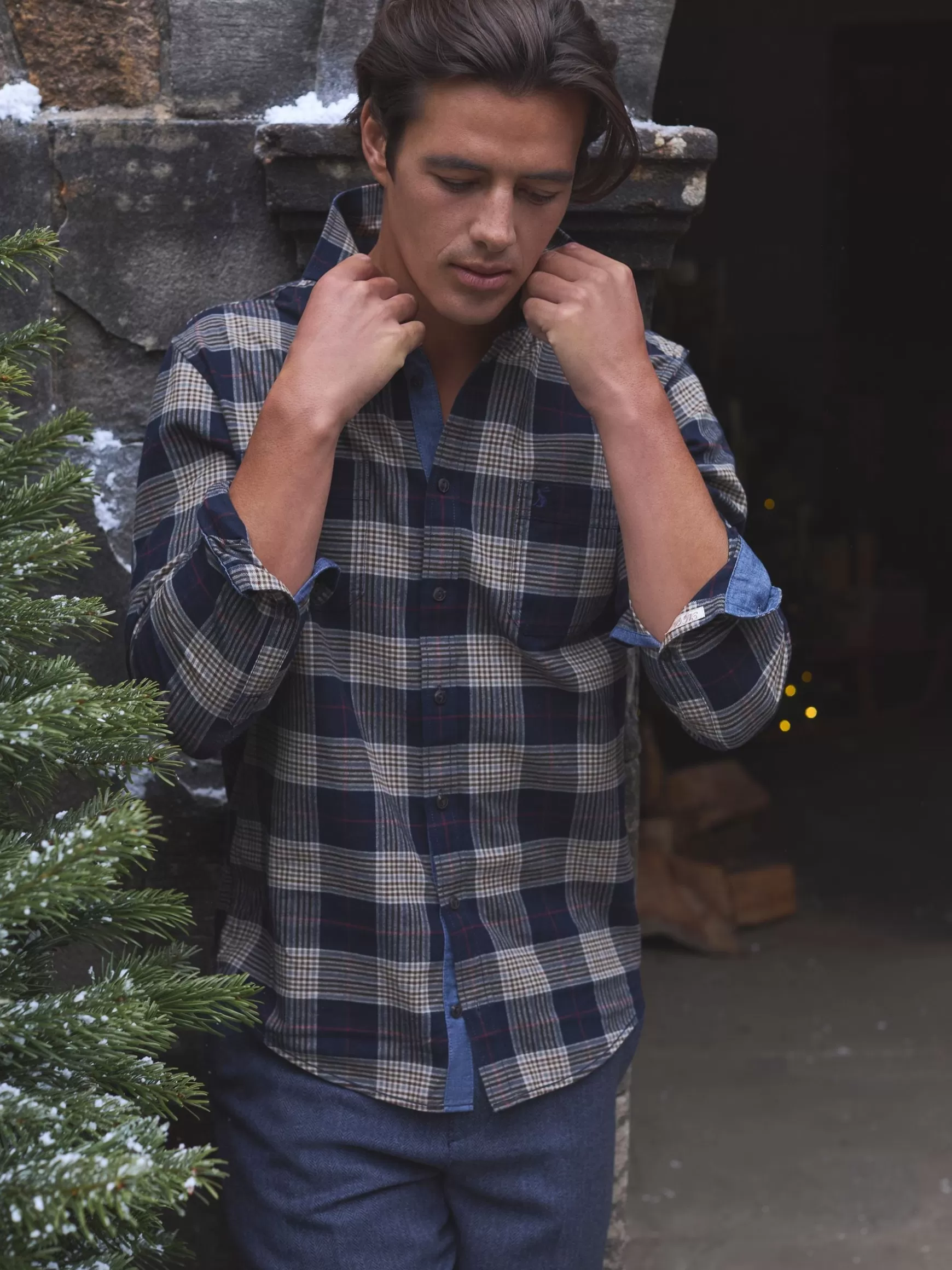 Buchanan Navy Blue Soft Brushed Cotton Check Shirt^Joules Hot