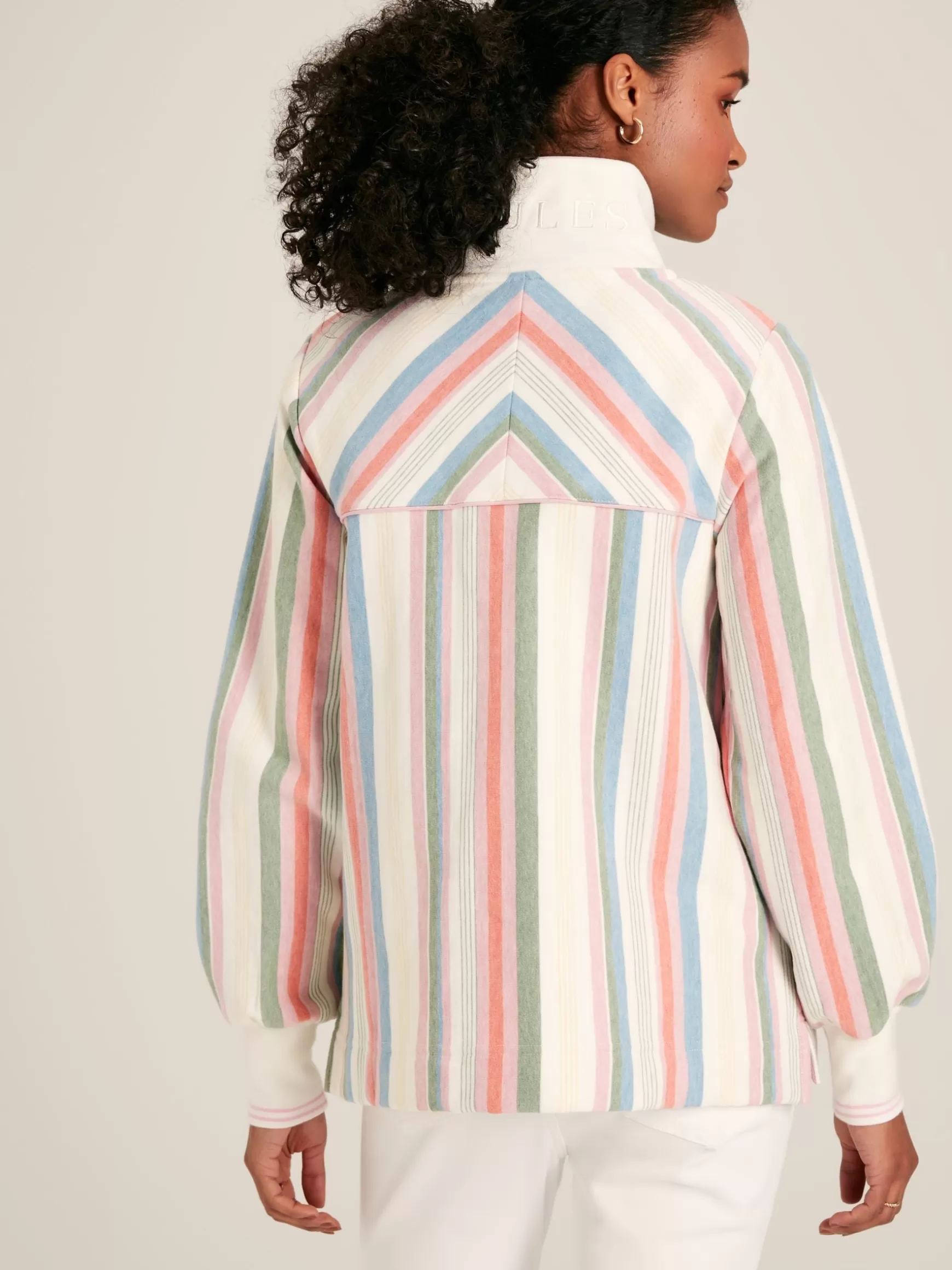 Burnham Multi Stripe Funnel Neck Quarter Zip Sweatshirt^Joules Clearance