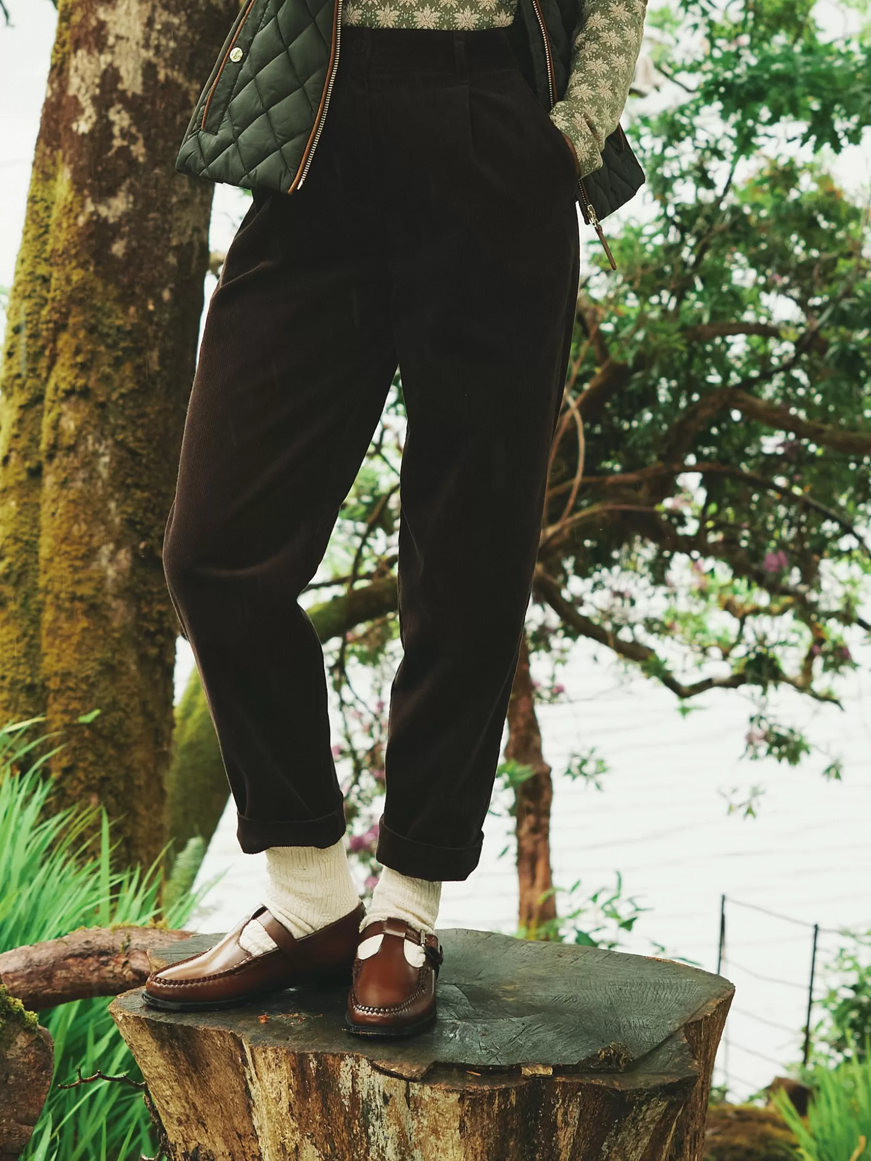 Calla Dark Brown Corduroy Tapered Trousers^Joules Shop
