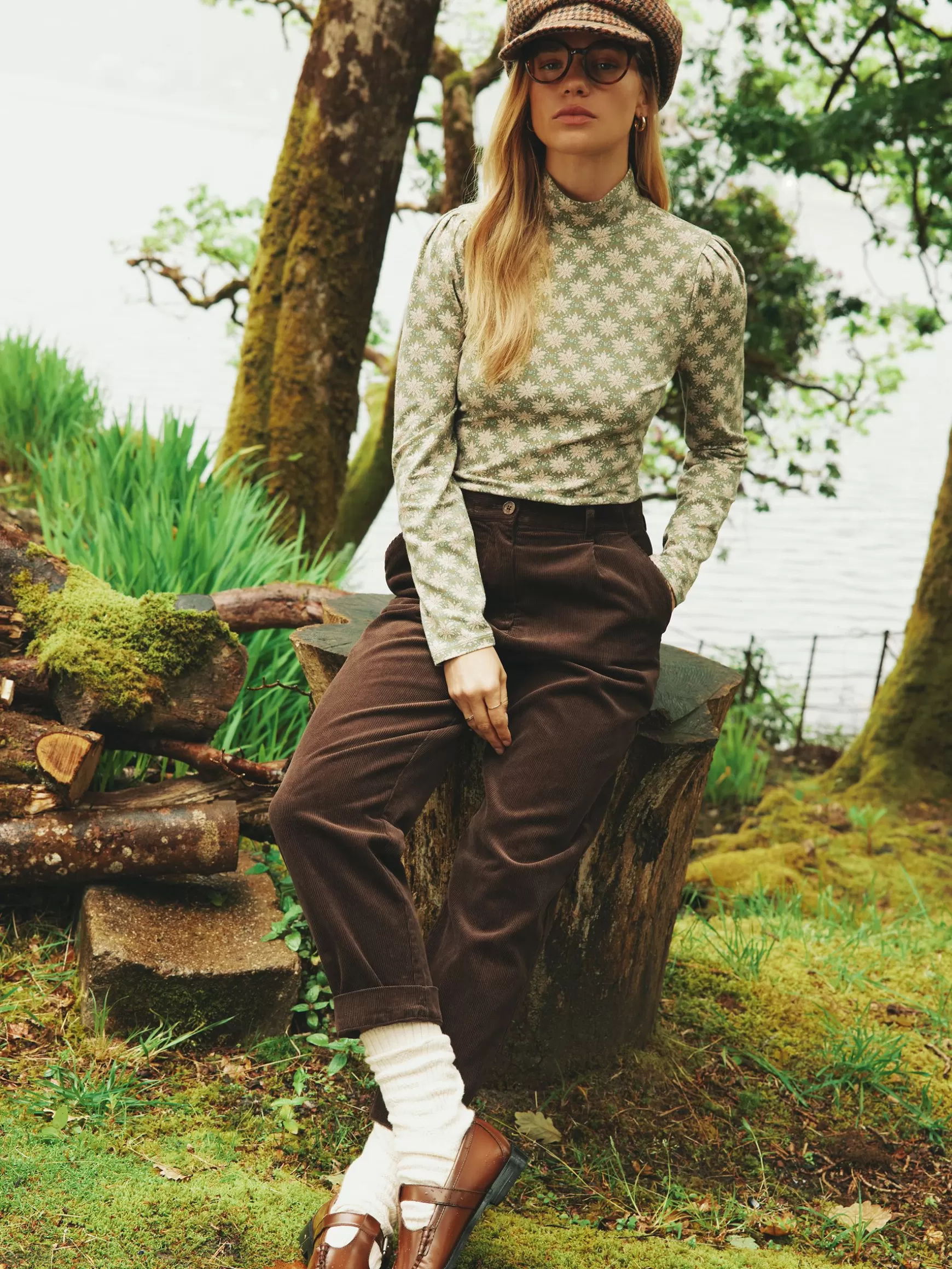 Calla Dark Brown Corduroy Tapered Trousers^Joules Shop