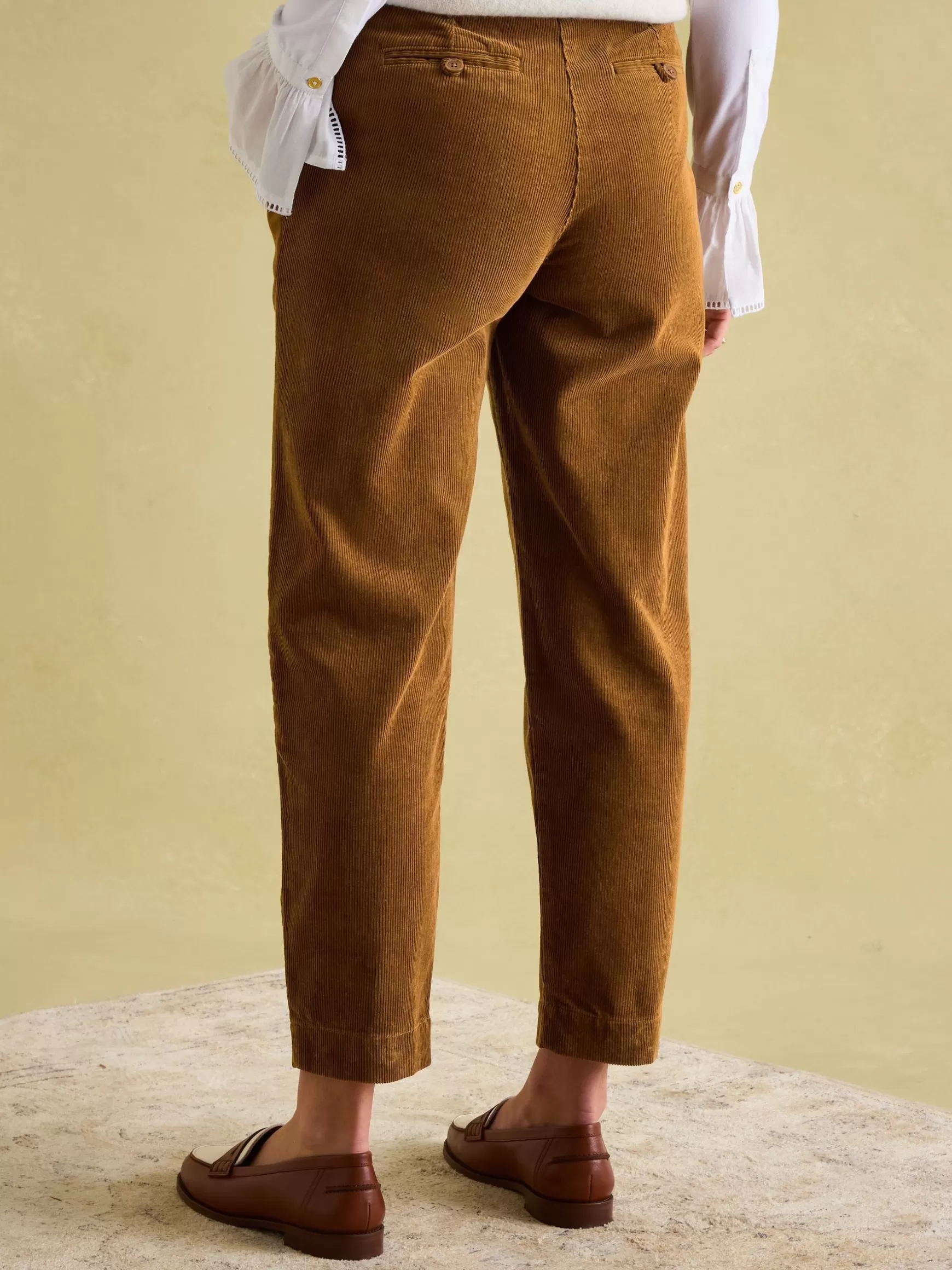 Calla Tan Brown Corduroy Tapered Trousers^Joules New