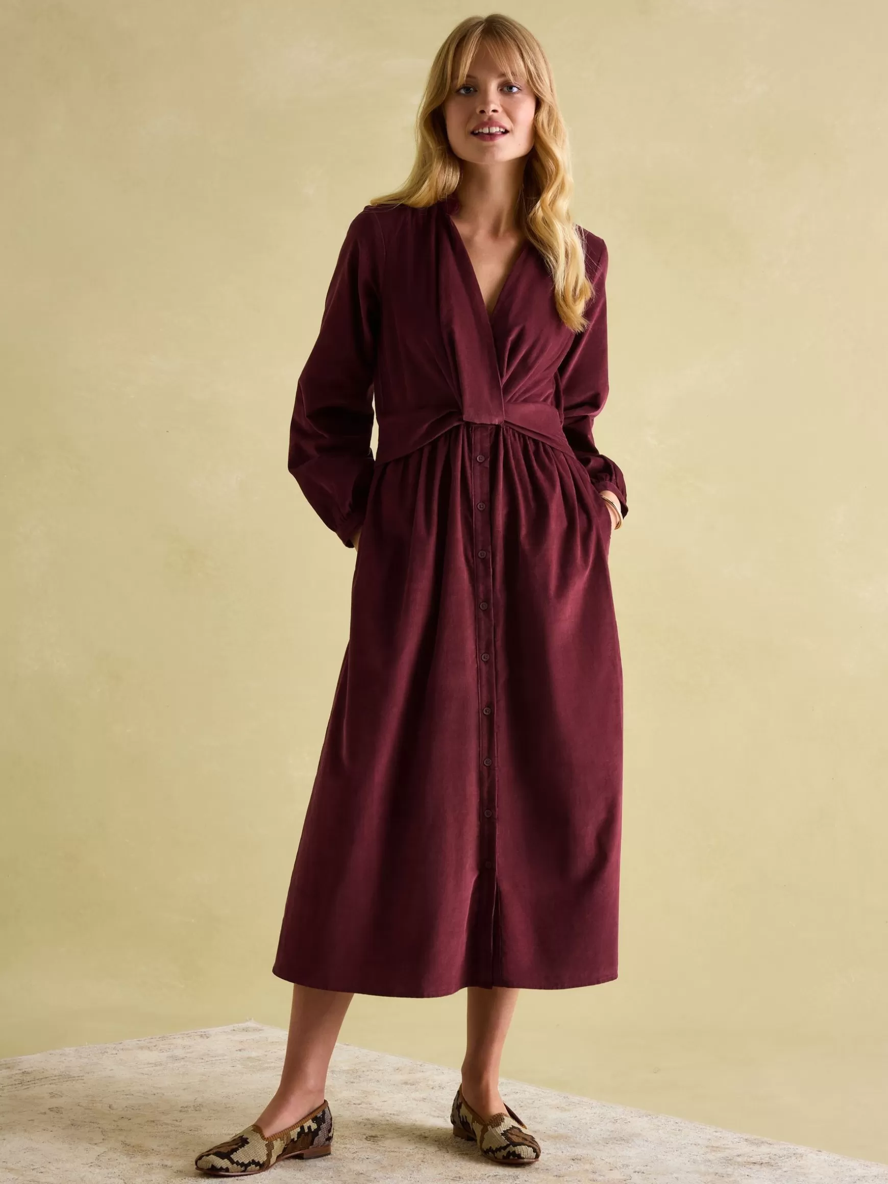 Cara Cord Twisted Front Dress^Joules Fashion