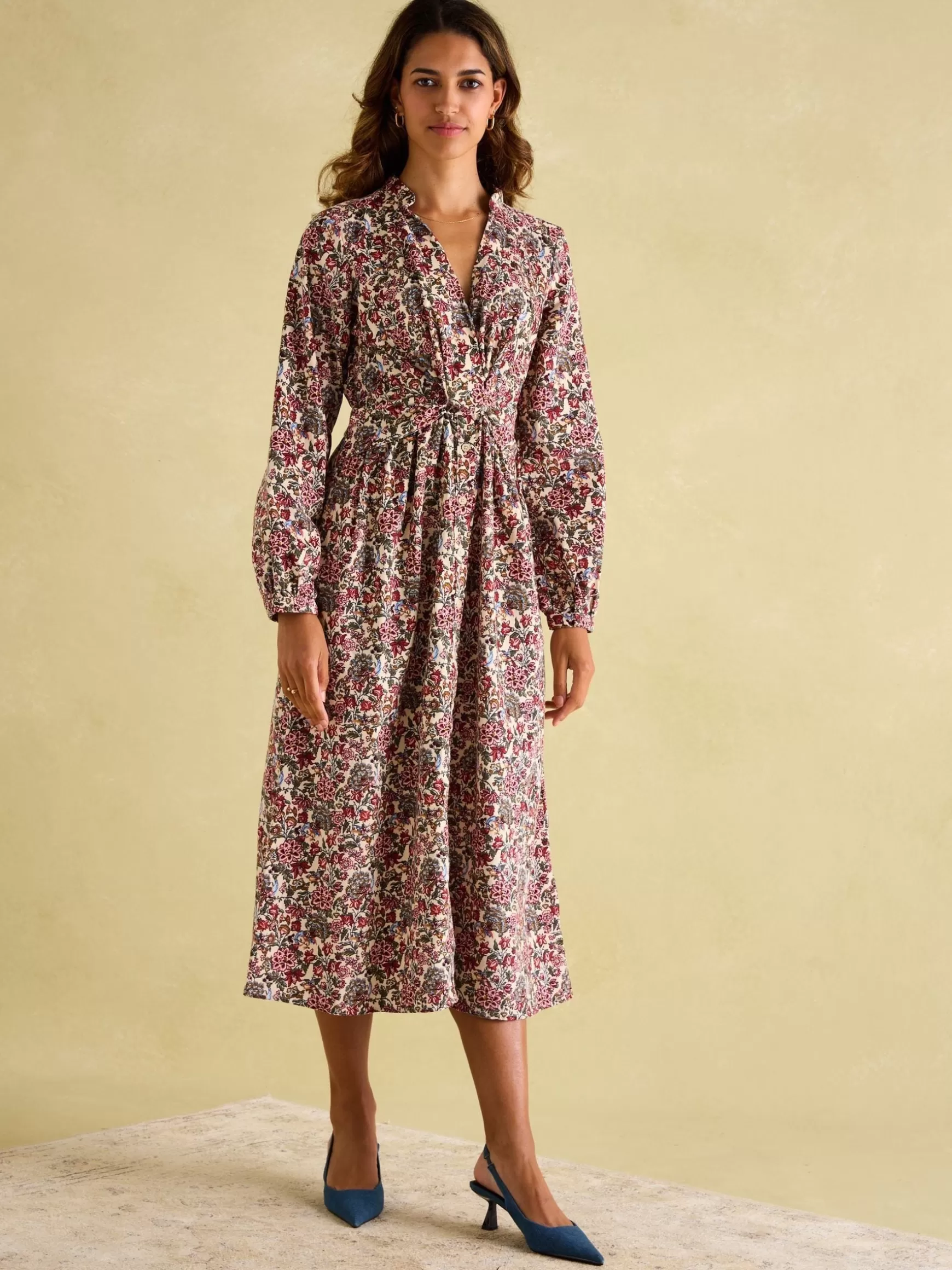 Cara Cream Ditsy Cord Twisted Front Dress^Joules Flash Sale