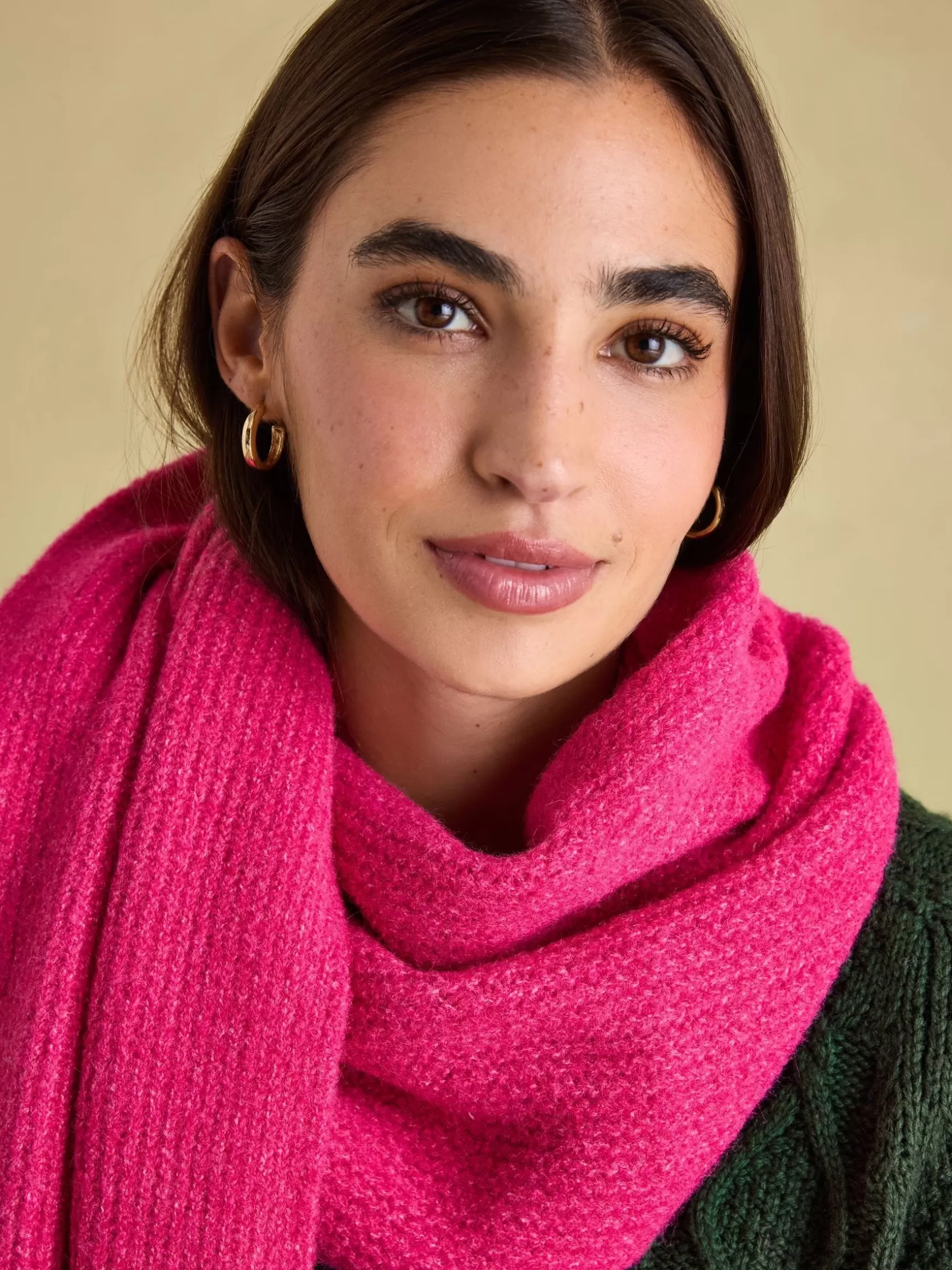 Caversham Bright Pink Knitted Scarf^Joules Outlet